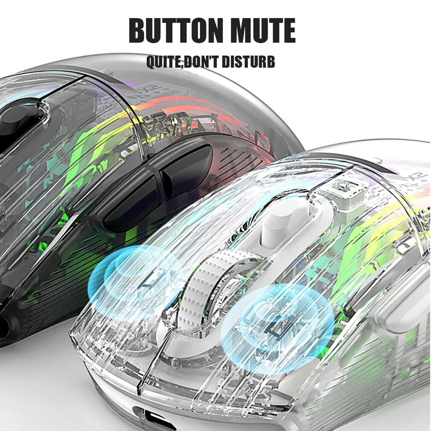 Bluetooth Wireless Mouse, Transparent RGB Mechanical Dual Mode Gaming Mouse, ...