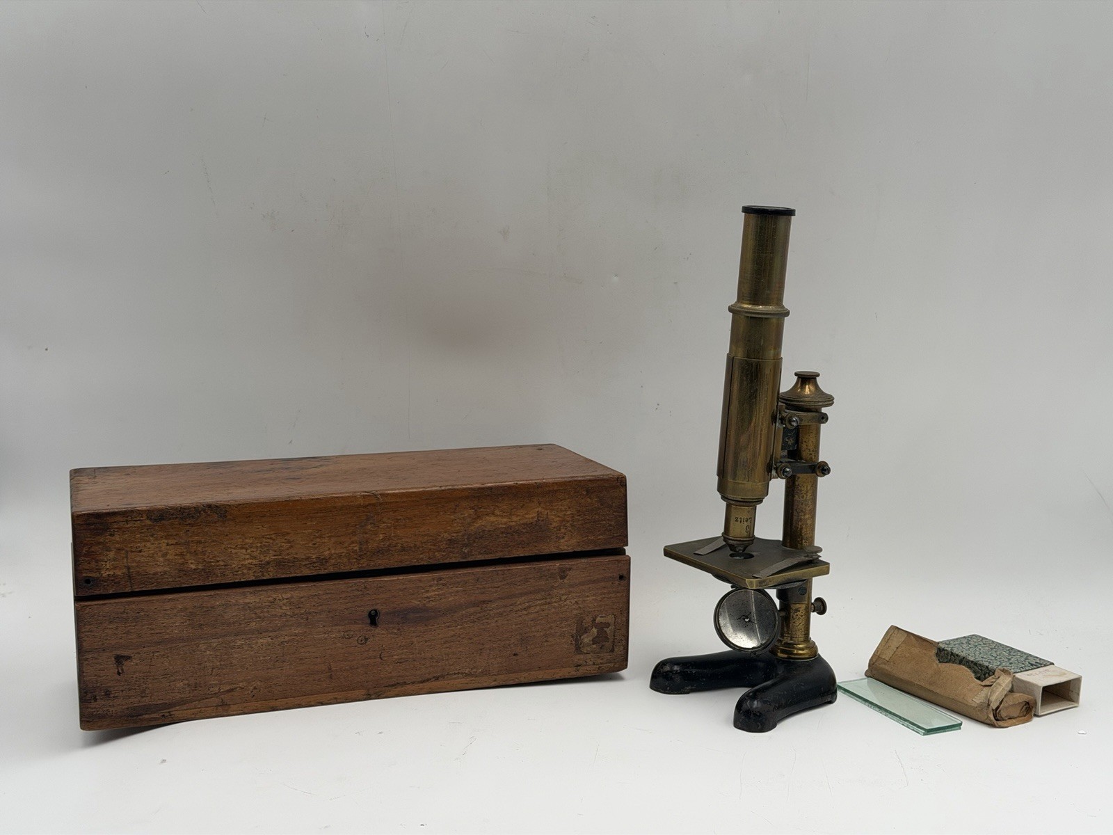 Antique Brass E. Leitz Wetzlar Microscope 19th Century 25819 Missing Viewfinder