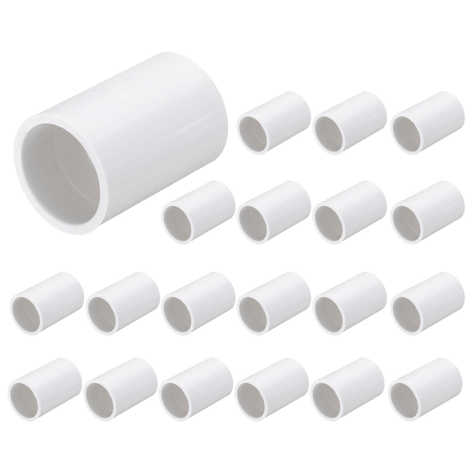 20 Pcs PVC Pipe Fitting 1/2 Inch Coupling Adapter (Socket x Socket), White