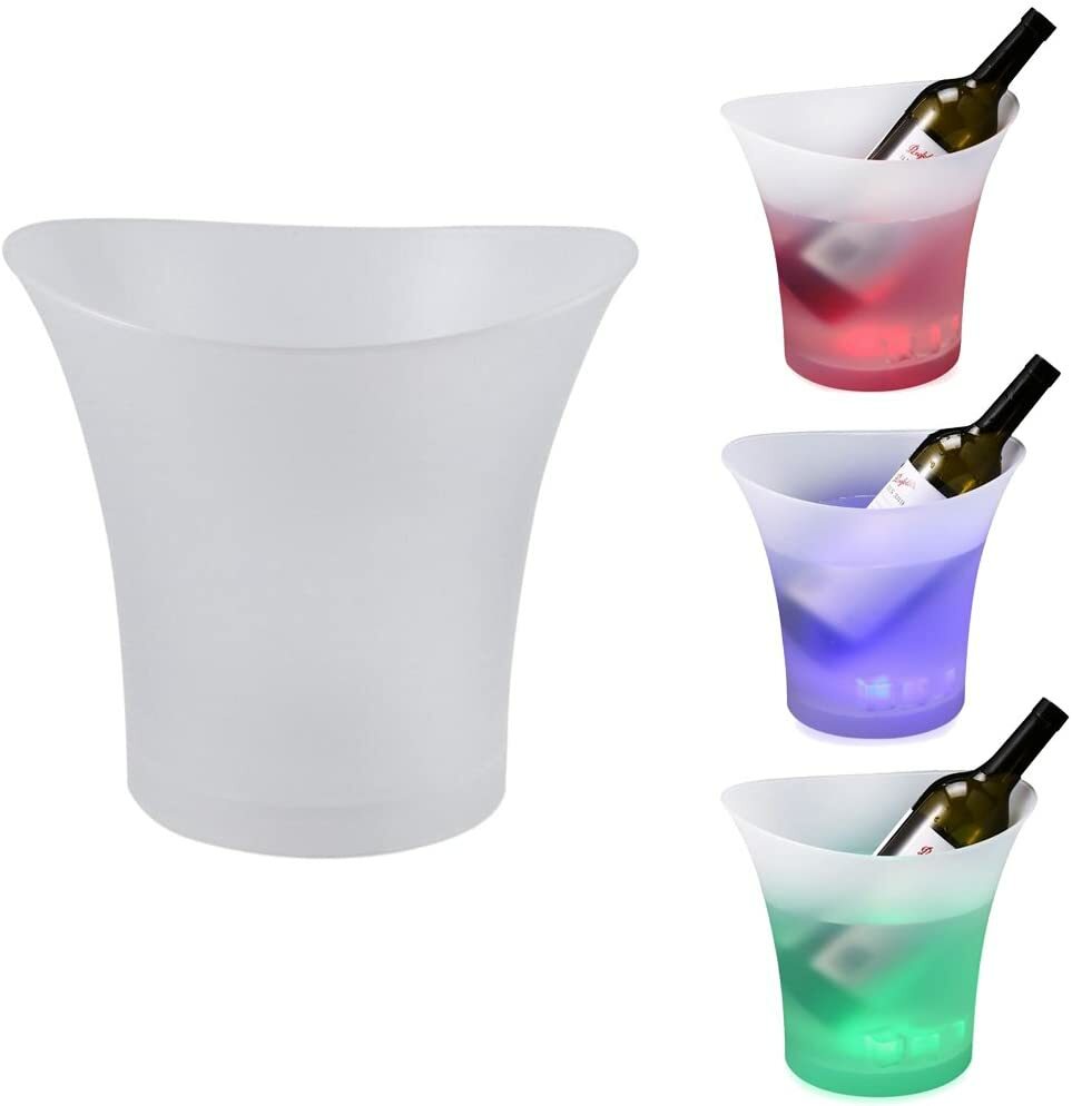 3PCS Ice Bucket Wine Cooler Champagne Drinks Beverage 7 Color 5L LED Party Bar