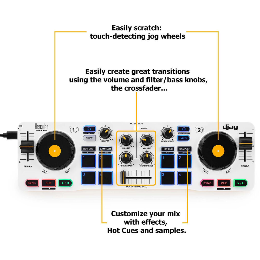 Hercules DJControl Mix Software Controller Bundle w/ Closed-Back Headphones