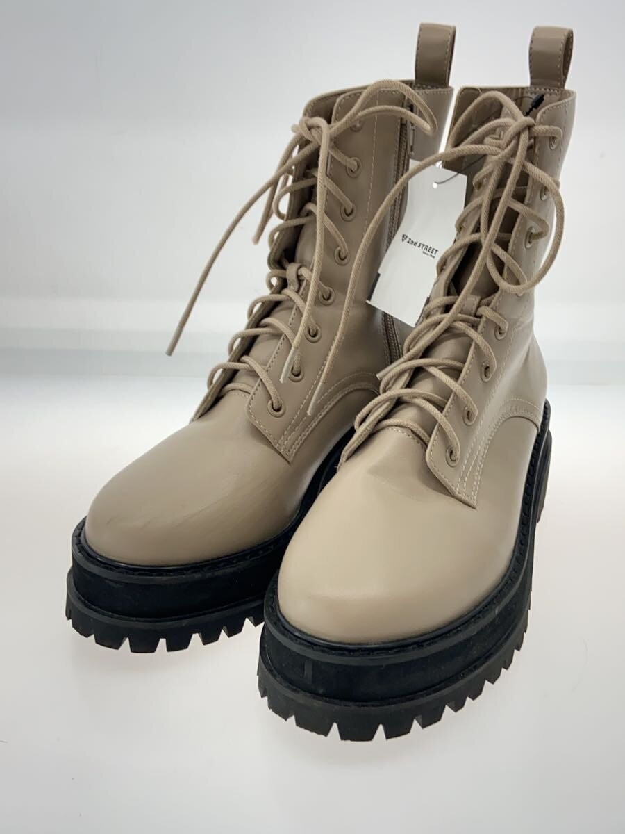 Snidel 22Aw/Vibram Sole/Lace Up Boots/22.5Cm/Beg/ Leather/Swgs225602 3544
