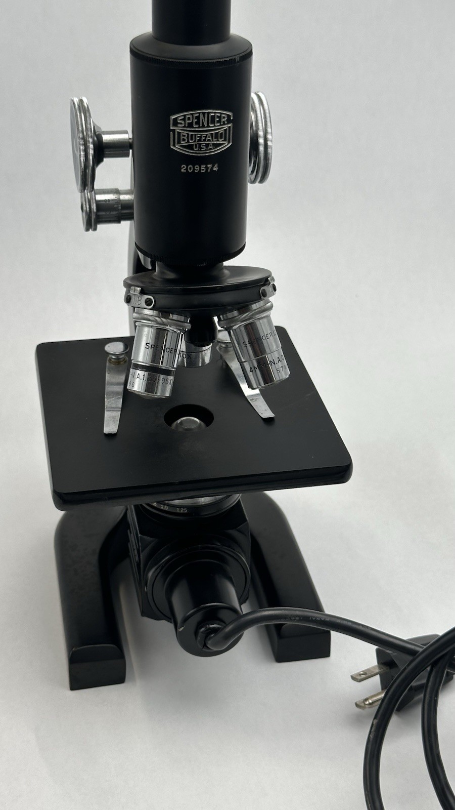 Antique Spencer Buffalo USA Microscope with Light