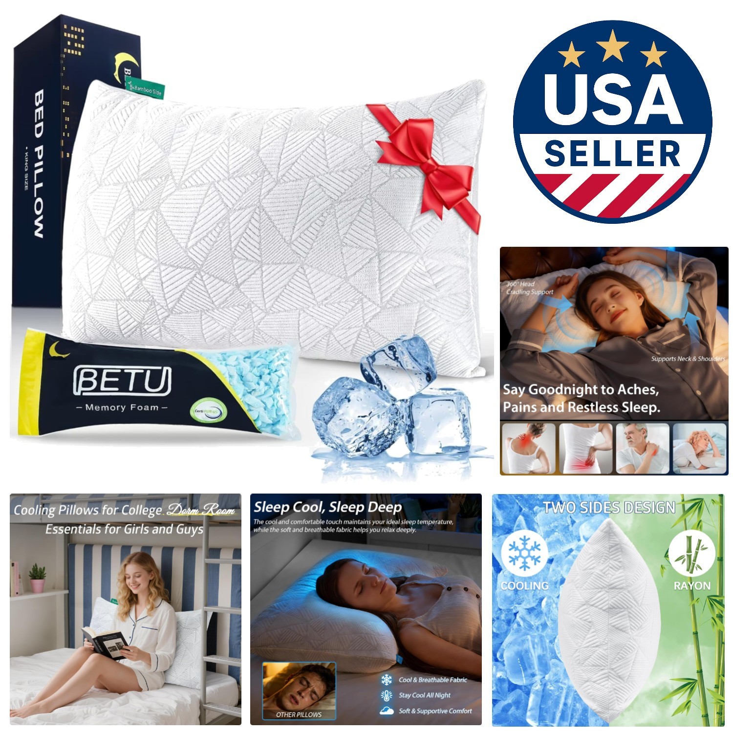 Cooling Pillow - Shredded Memory Foam for a Refreshing Sleep Experience