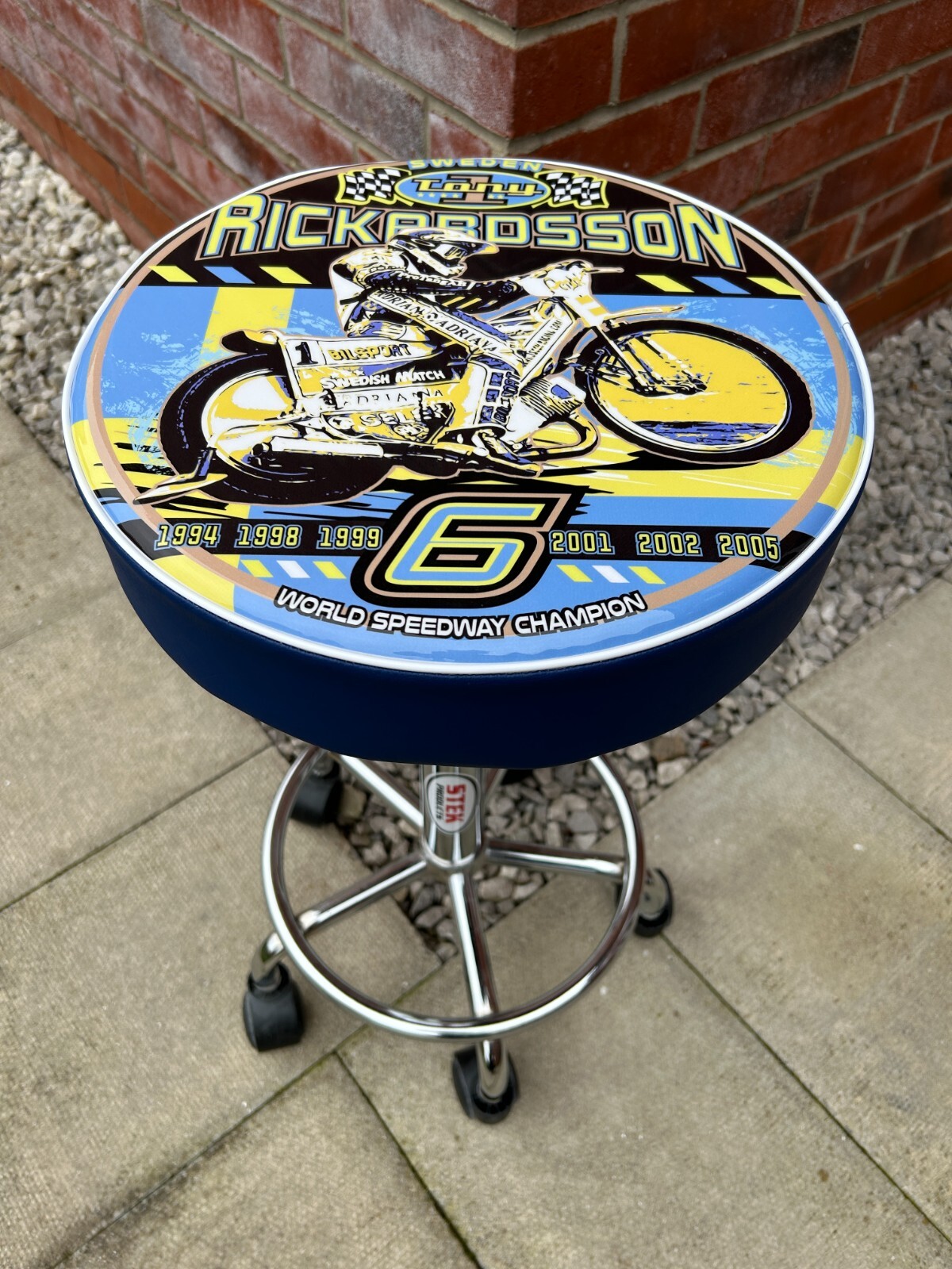 Tony Rickardsson speedway height adjust. rolling Workshop/bar-stool