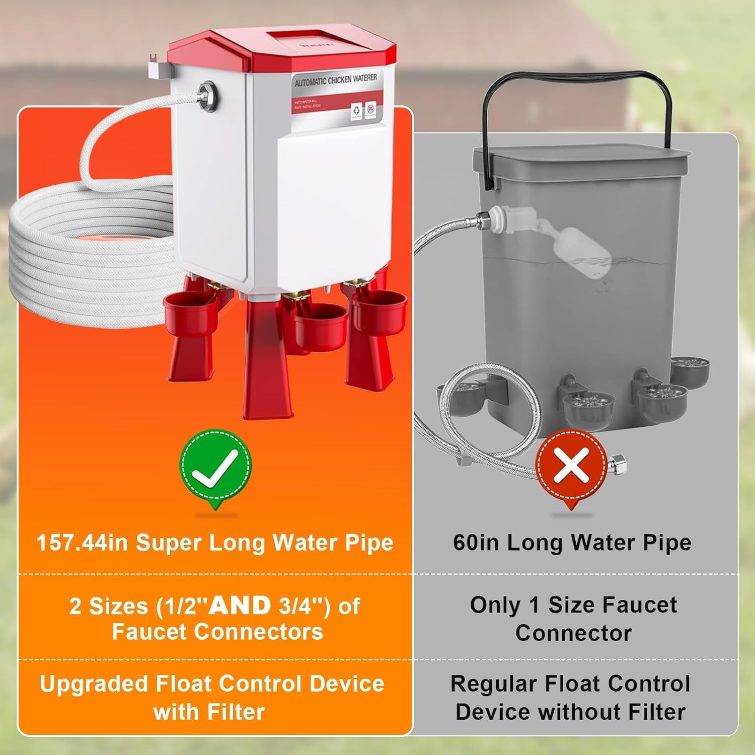 Automatic Chicken Waterer Large Chicken Waterer System Pou USA