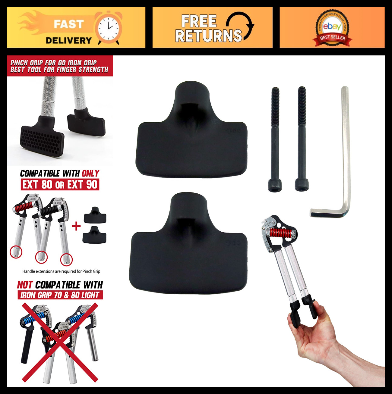 Adjustable Finger Strengthener Hand Grip Exerciser - Premium Pinch Grip for Clim