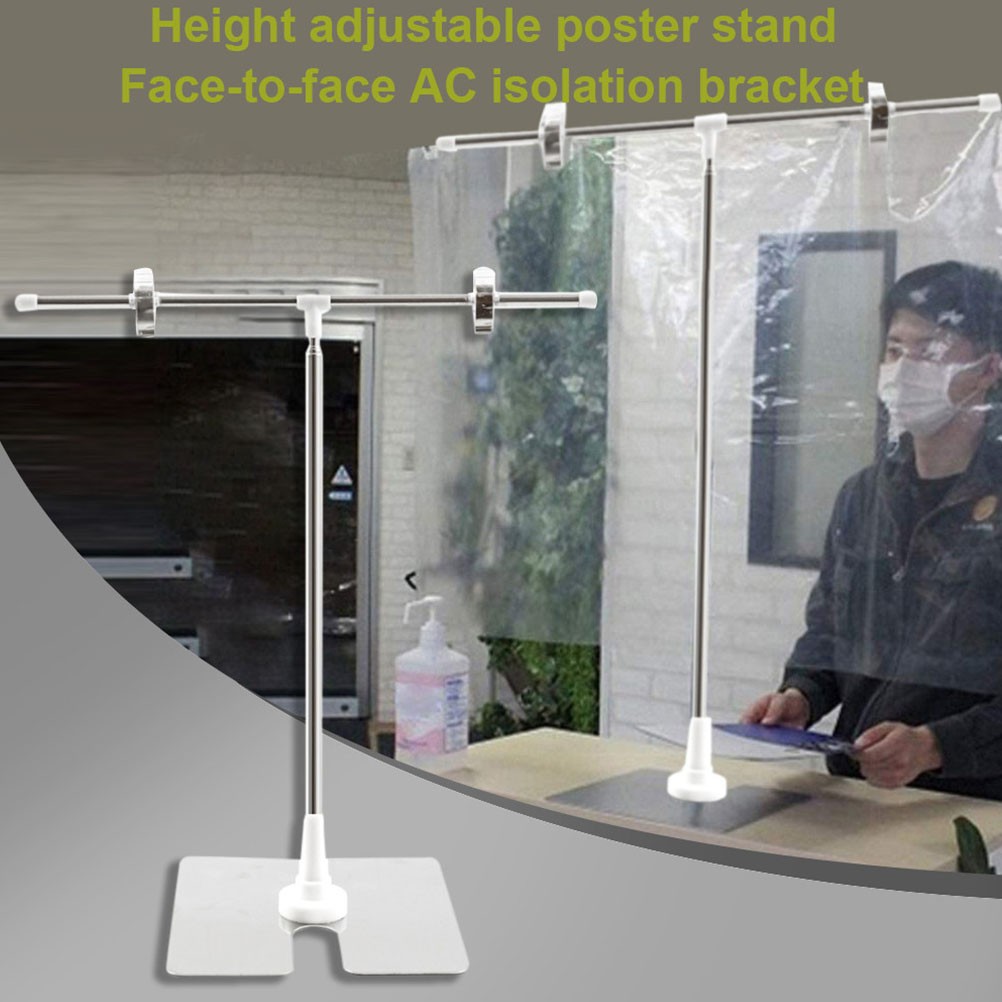 Height Adjustable Stainless Steel Advertising Stand with Pc Clip Silver