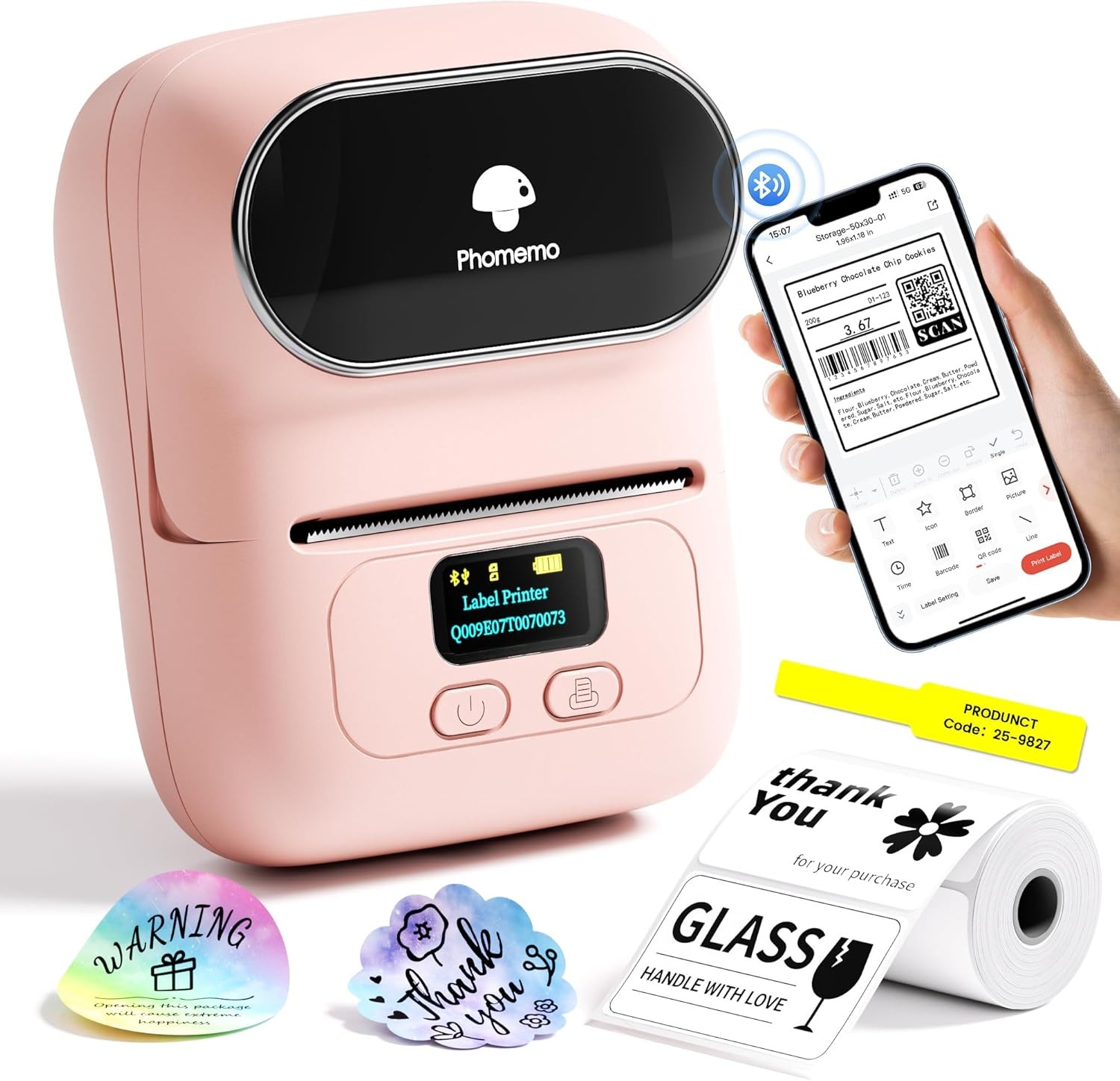 Phomemo M110 Thermal Label Makers- Barcode Label Printer Bluetooth Label Maker