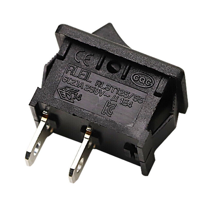 1PCS RLEIL RL3T125/55 6A 250VAC Rocker Switch 2 Pins 2 Positons