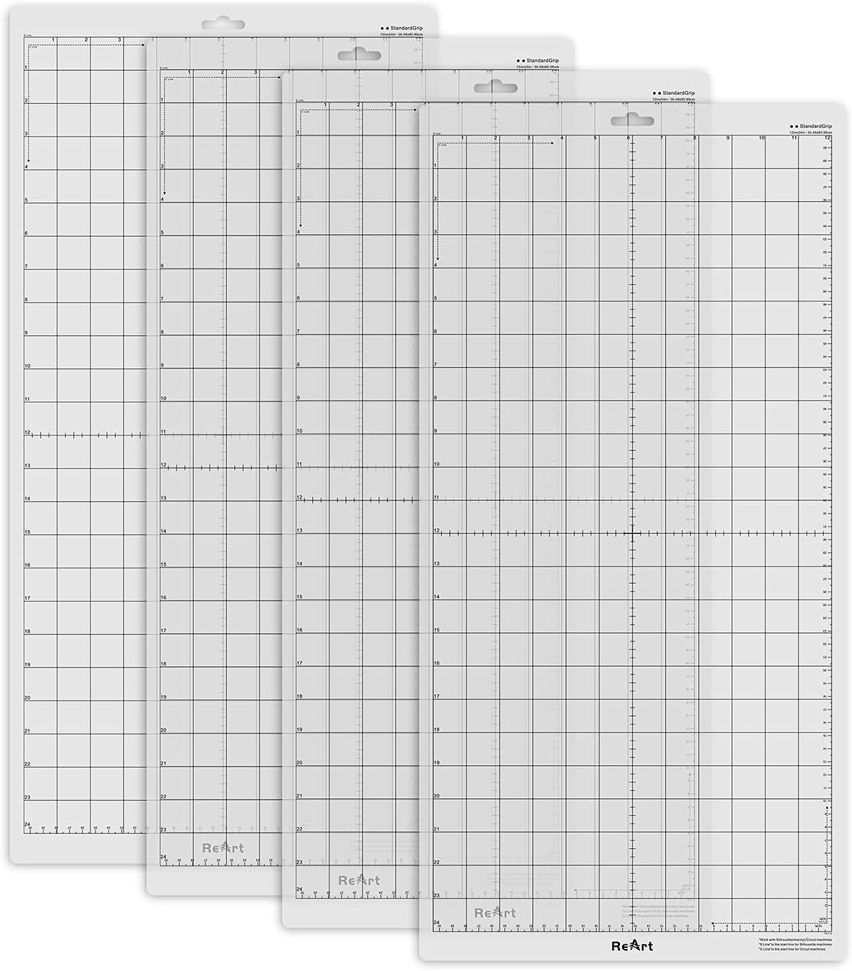 Standard Grip Cutting Mat for Silhouette Cameo 4 Packs 12" X 24" - Adhesive Cut