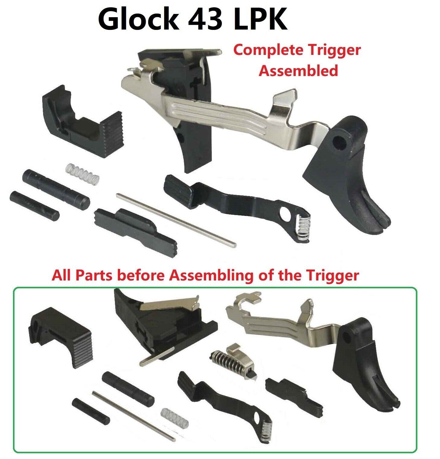 Fits Glock 43 Lower Parts LPK Kit Complete For G43 Replacement Parts
