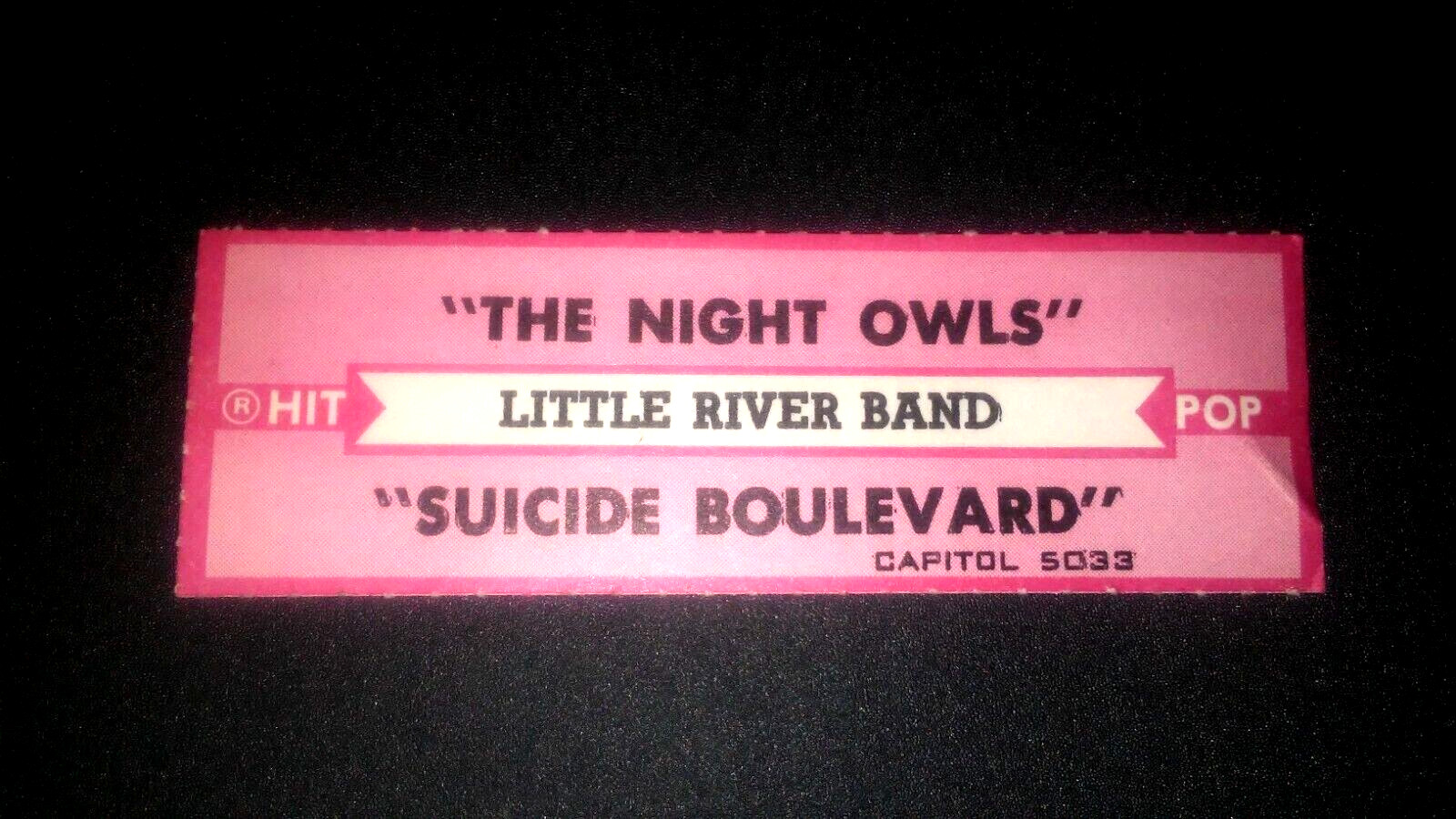 JUKEBOX STRIP (1) LITTLE RIVER BAND Night Owls/Suicide Boulevard 45-L@@K!