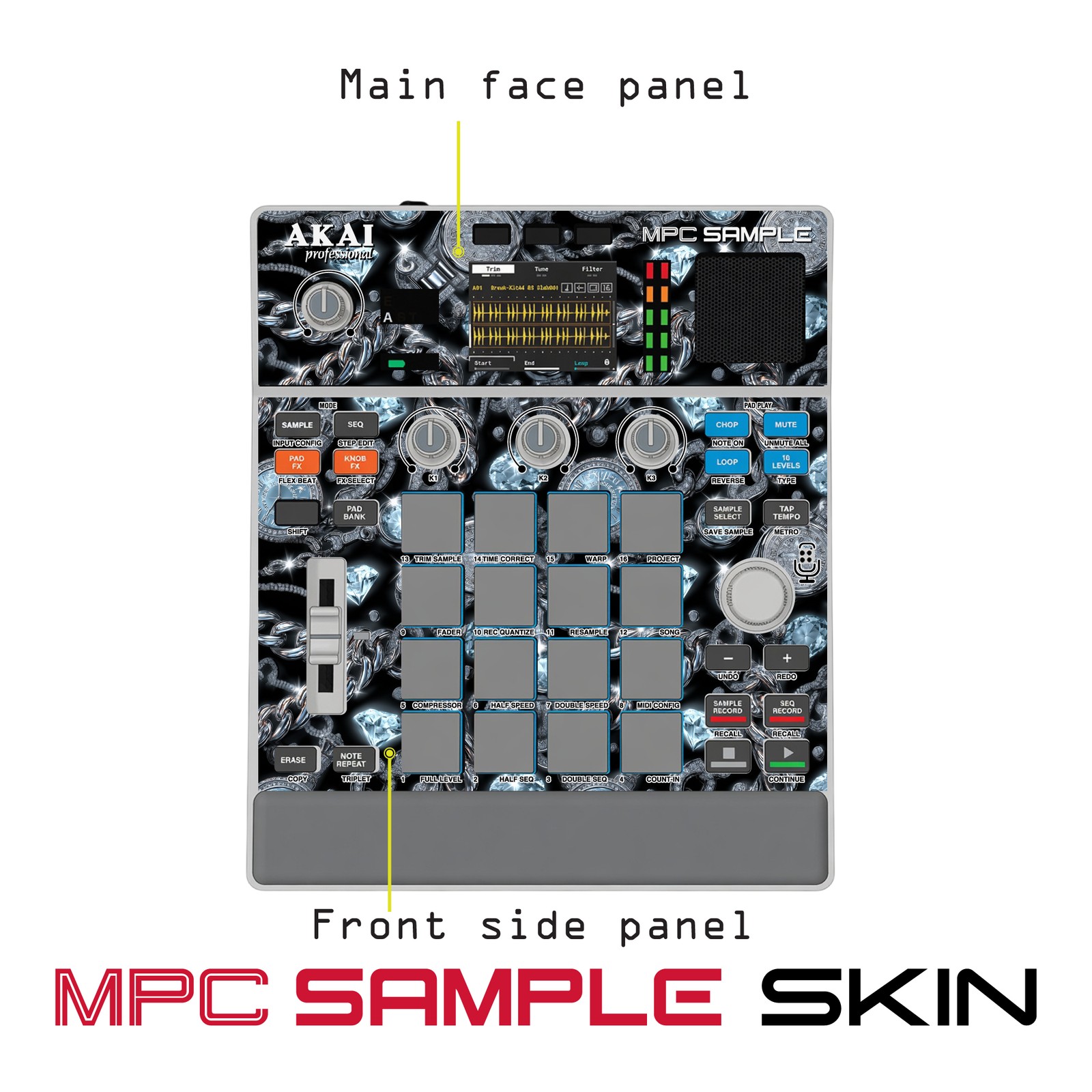 Akai MPC Sample Skin / Silver Diamond Drip