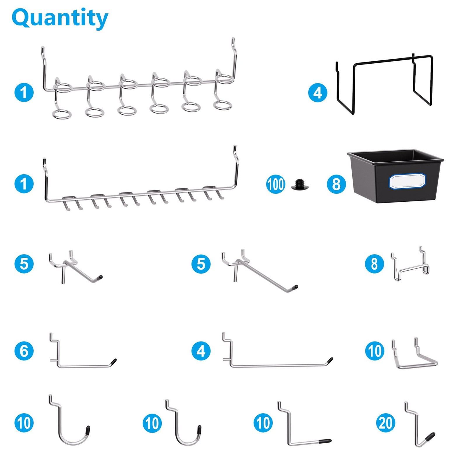 Pegboard Organizer Hooks Bins Locks 202 Piece Hardware Tool Storage Set