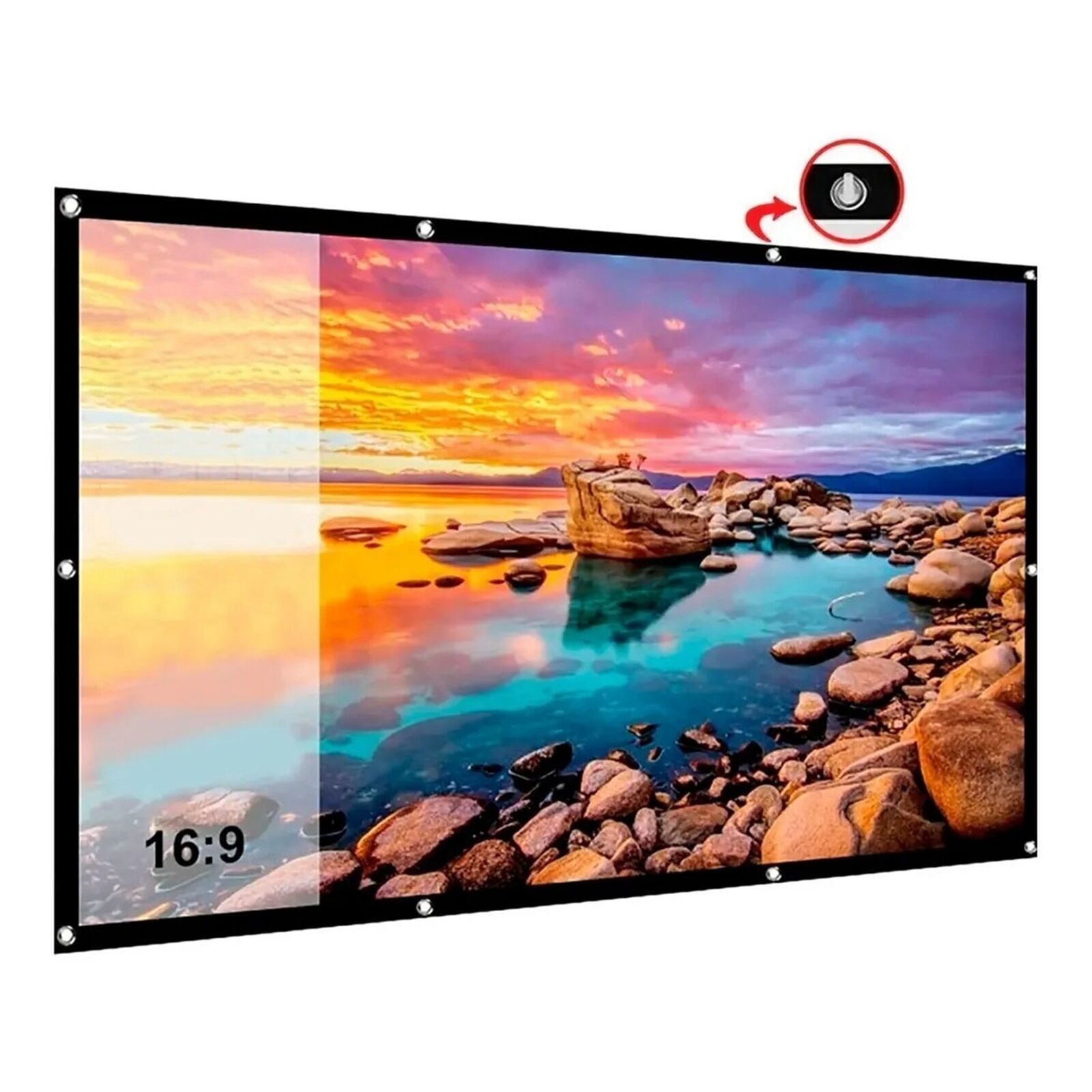 100 Inch Projector Screen 16:9 Foldable Wrinkle Resistant Precise Holes HD Proje