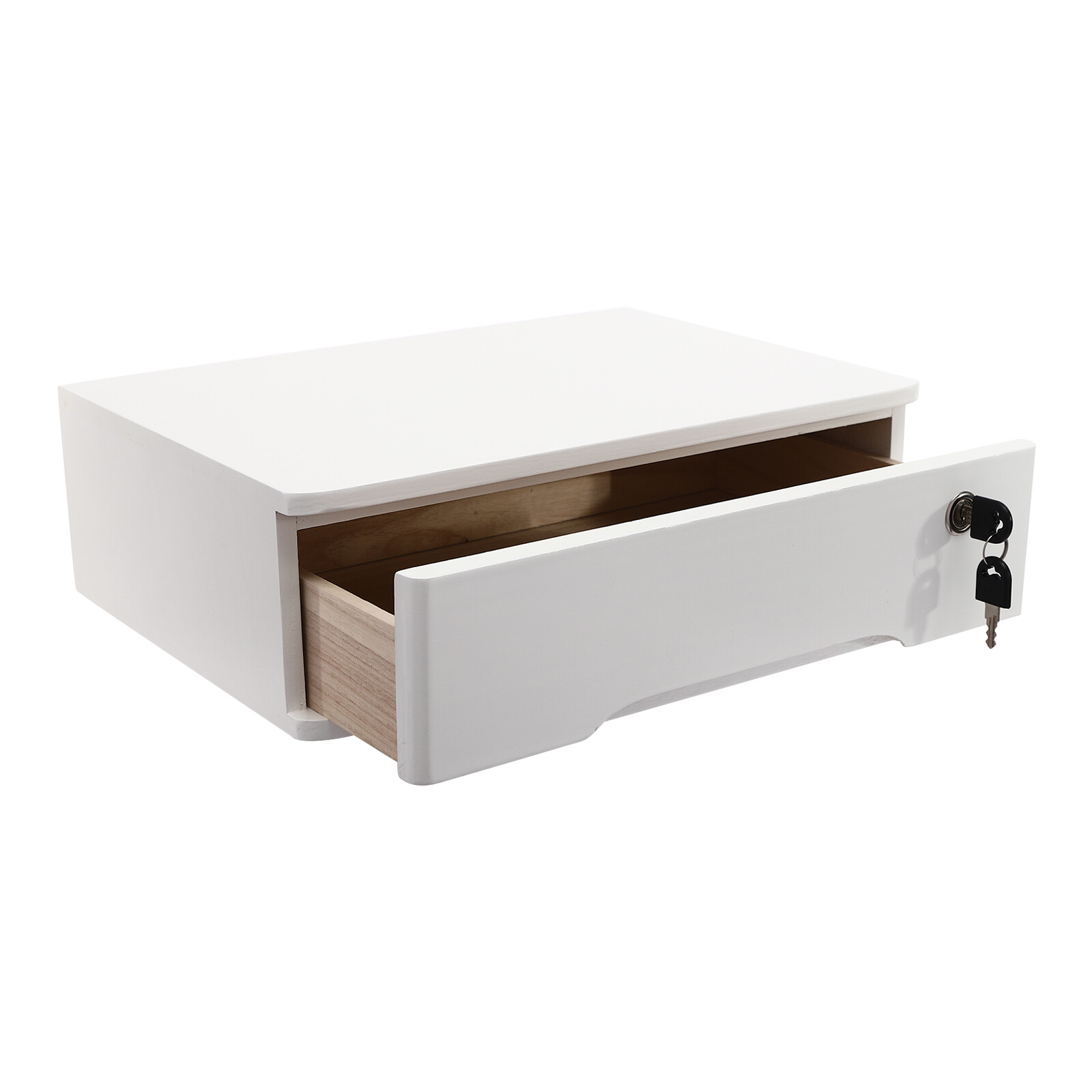 Desktop Storage Box with Lockable Drawer Office Supplies Drawer Organizer White