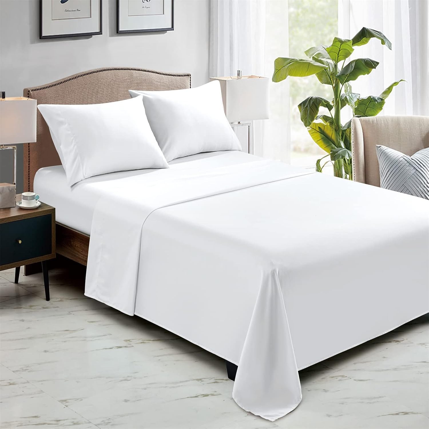 Twin Flat Sheets Only - 6 Pack Bulk White Sheets for Massage Table, Hospital Bed