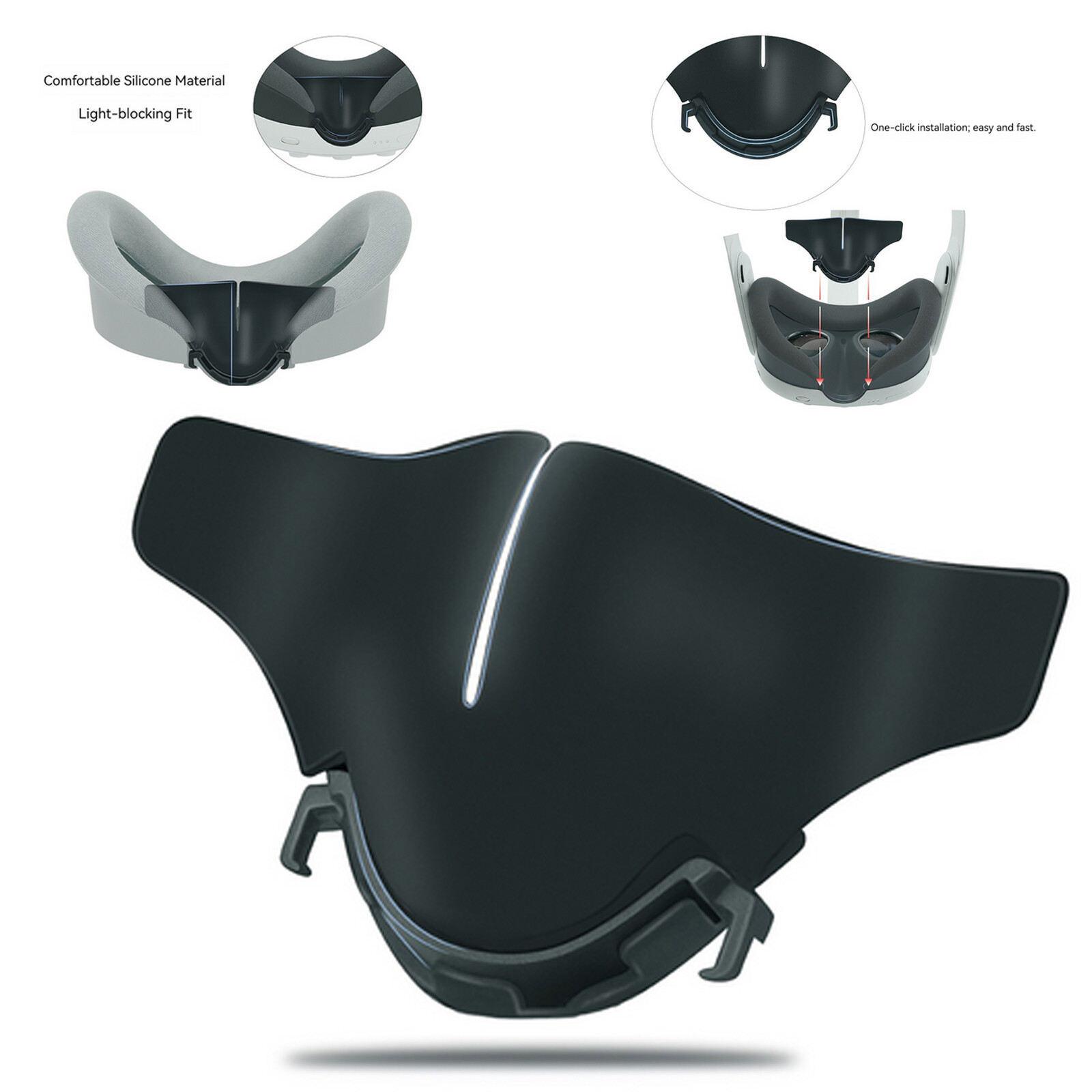 Silicone Pad Cushion VR Accessories Shading Nose Pad for Quest 3 VR Headset