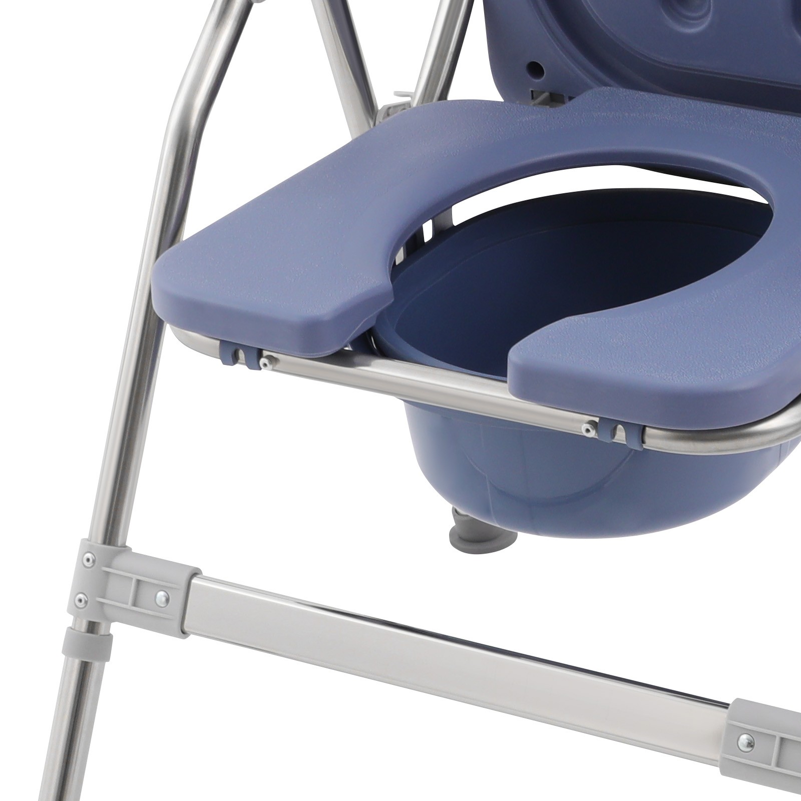 Toilet Chair With Padded Seat Plate And Toilet Bucket, Foldable Toilet ChairBlue