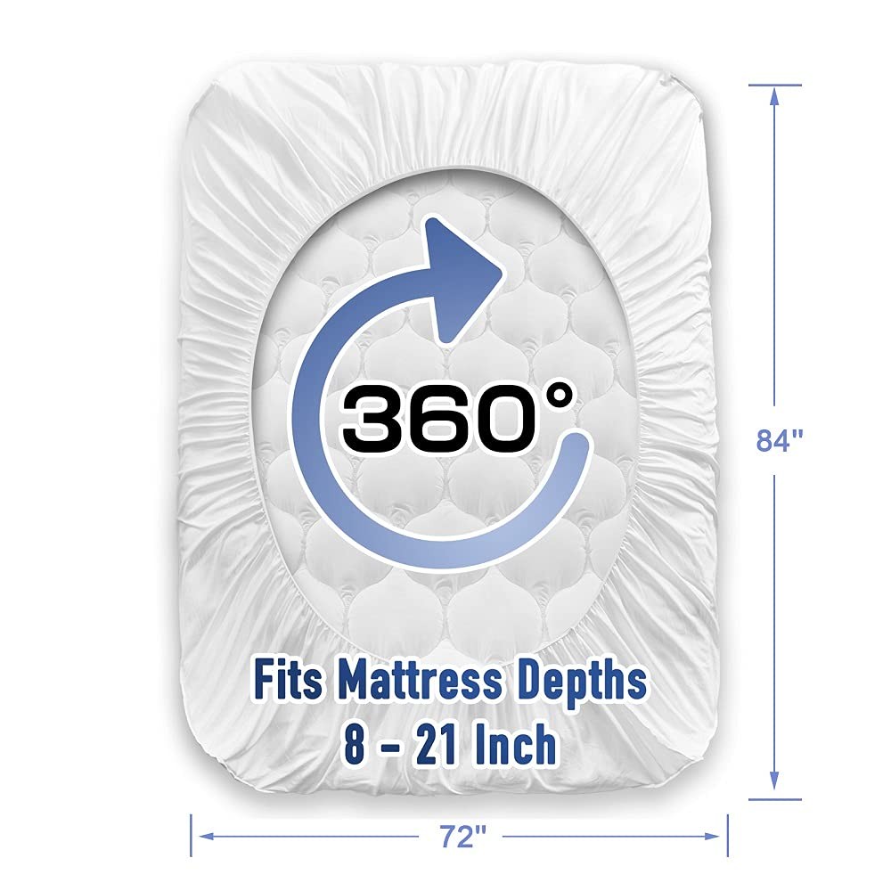 MATBEBY California King Mattress Pad - King, White - Curvy Pattern