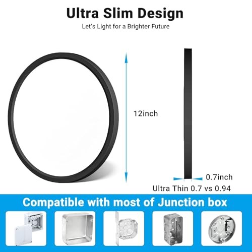 2 Pack LED Flush Mount Ceiling Light,12Inch 12 Inch-2pack Black