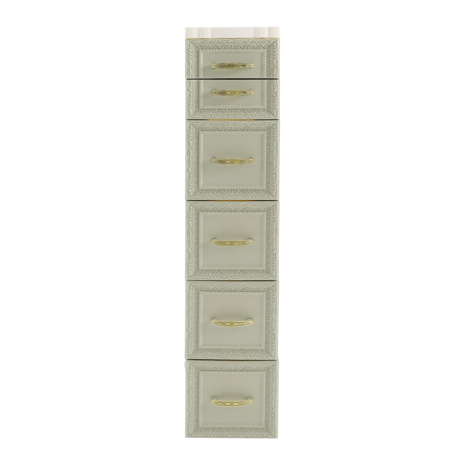 5-layer three-dimensional embossed pattern storage cabinet 18x32x84- green, PP.