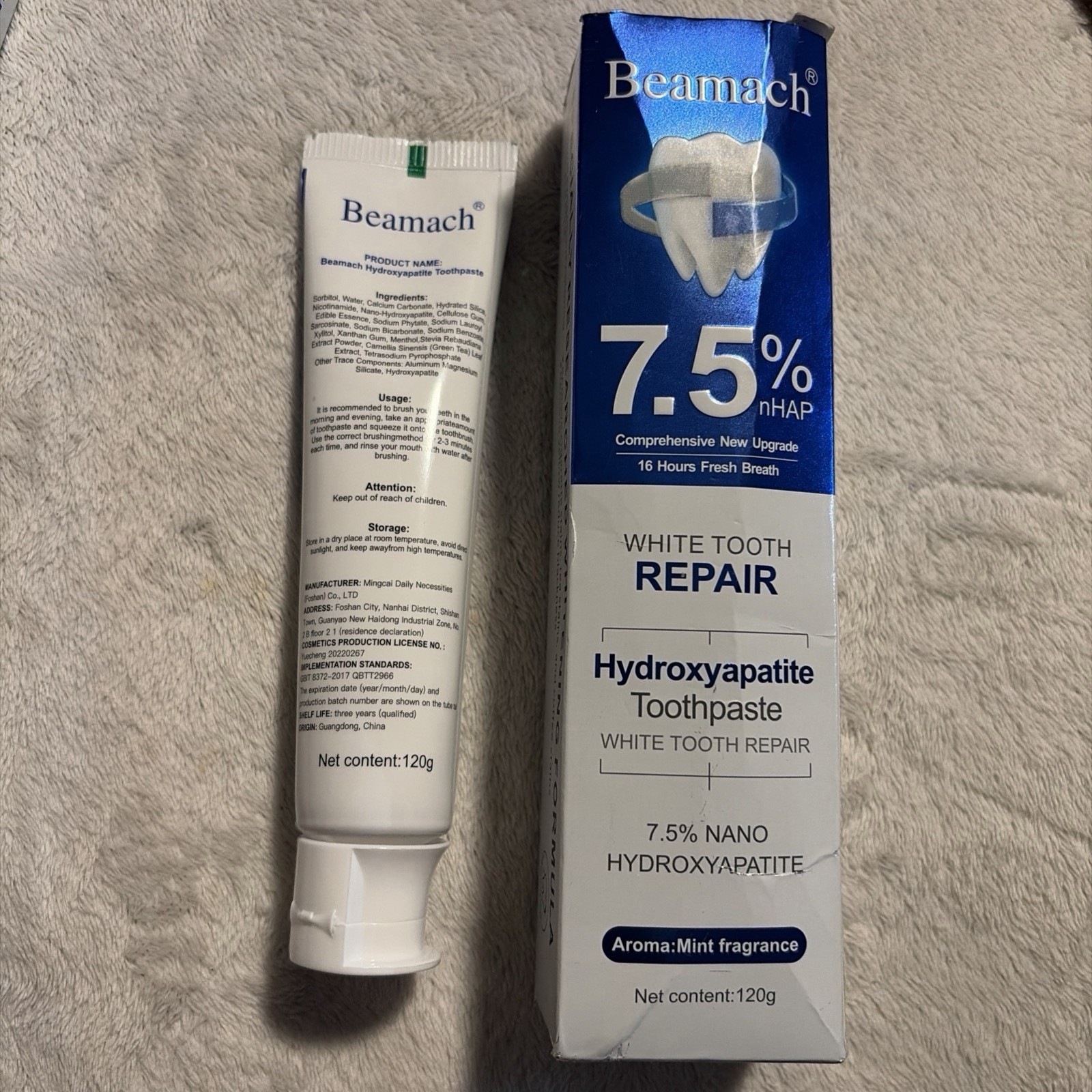Beamach Hydroxyapatite Toothpaste 7.5 Fluoride-Free 4.23oz 1 Pack