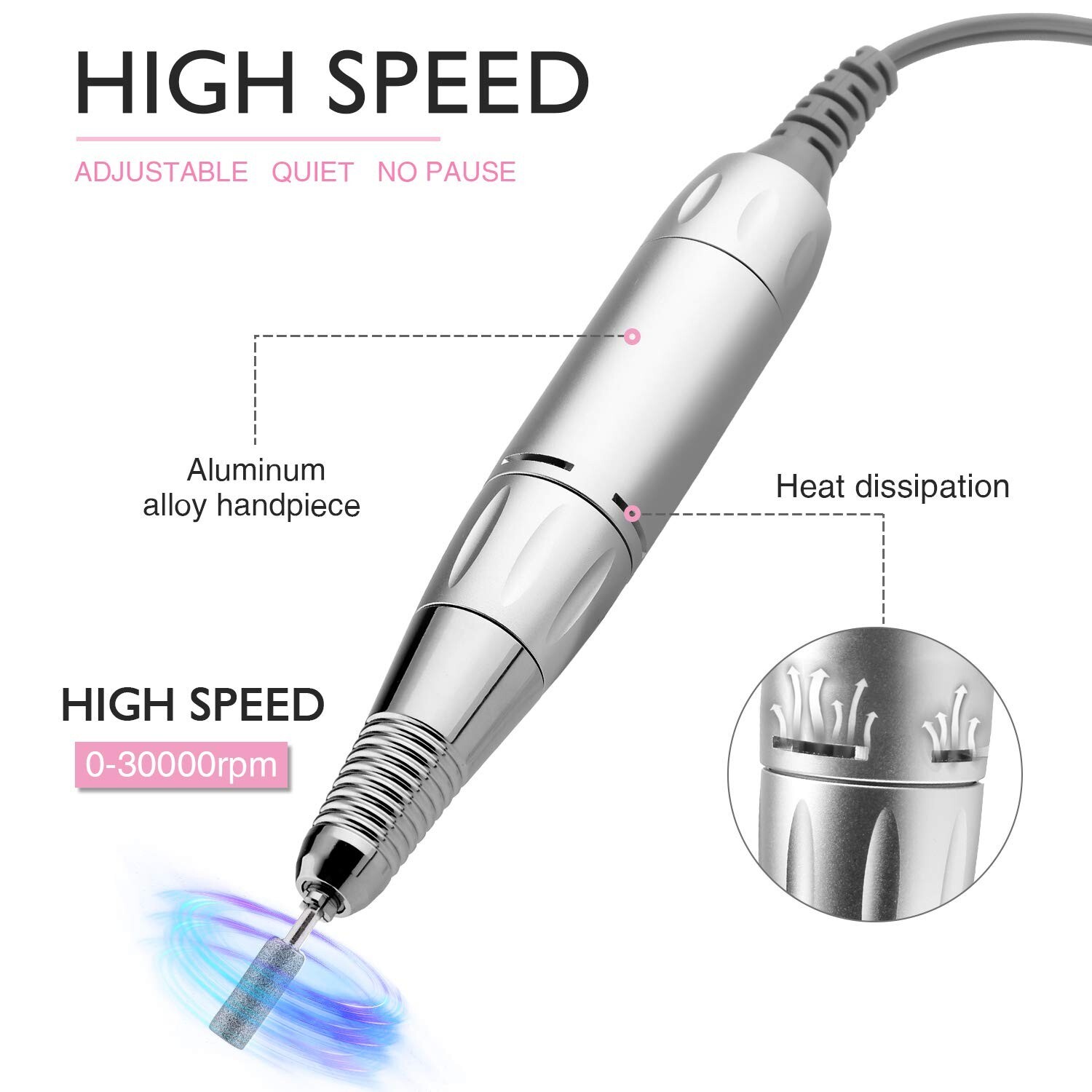 AZ GOGO Handpiece for TP283 Nail Drill Machine Part 30000 rpm Portable Electric