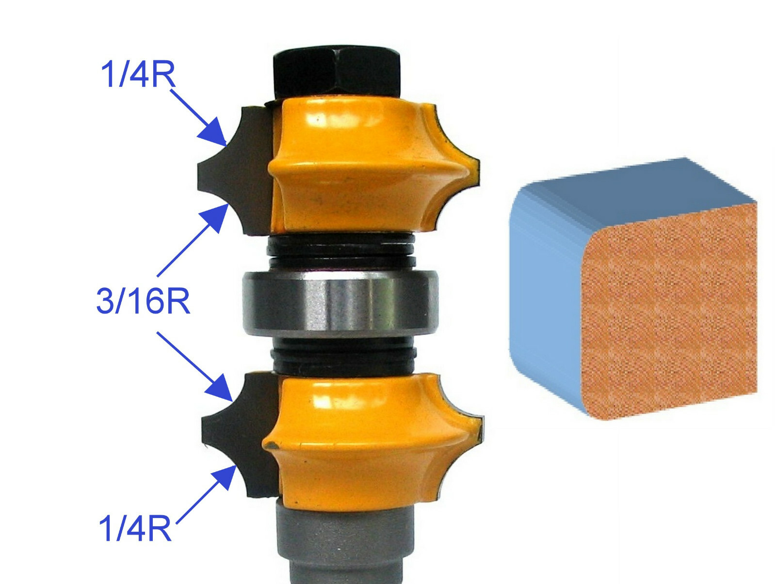 1 pc 1/2" SH 1/4R, 3/16R Variable Double Corner Round Assembly Router Bit GSA