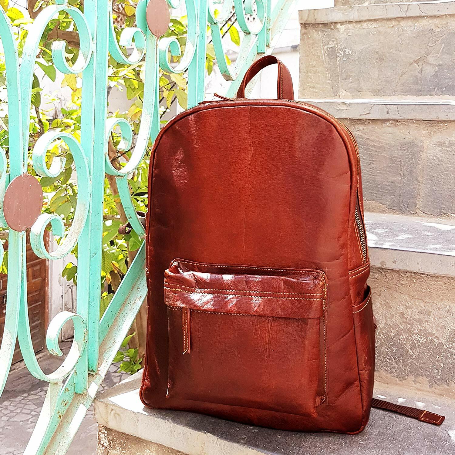 Leather Brown Handmade Vintage Backpack Rucksack Travel Unisex Laptop Casual Bag