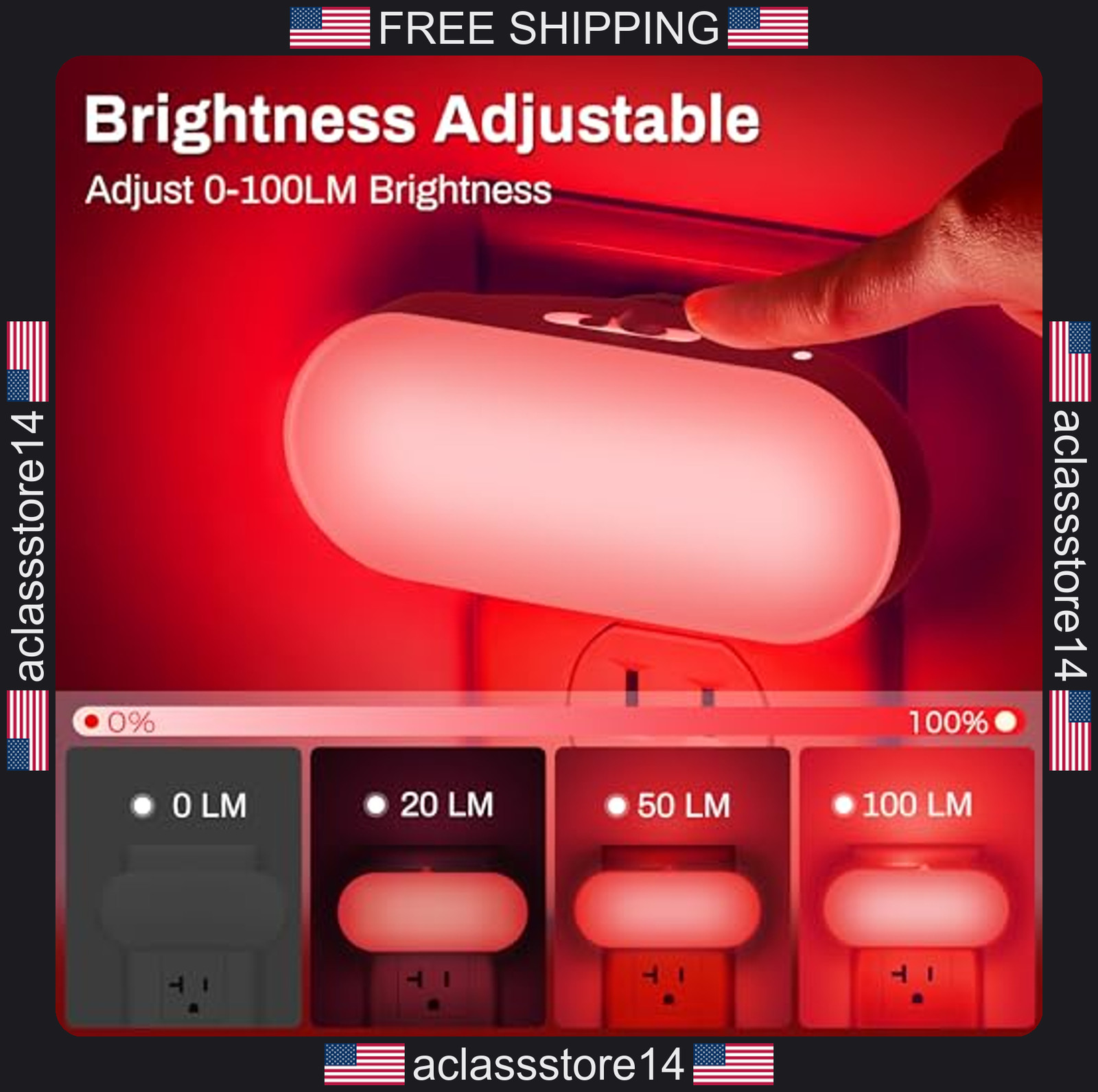 Doreshop Red Night Light 2 Pack, Auto On/Off, Dimmable Plug-In Wall Lights