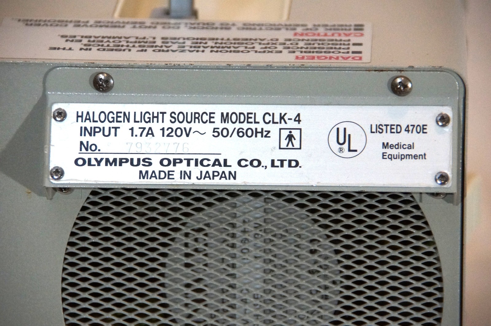 Olympus CLK-4 Endoscopy Cold Light Source Tested Working Air Pump w/ Power Cord