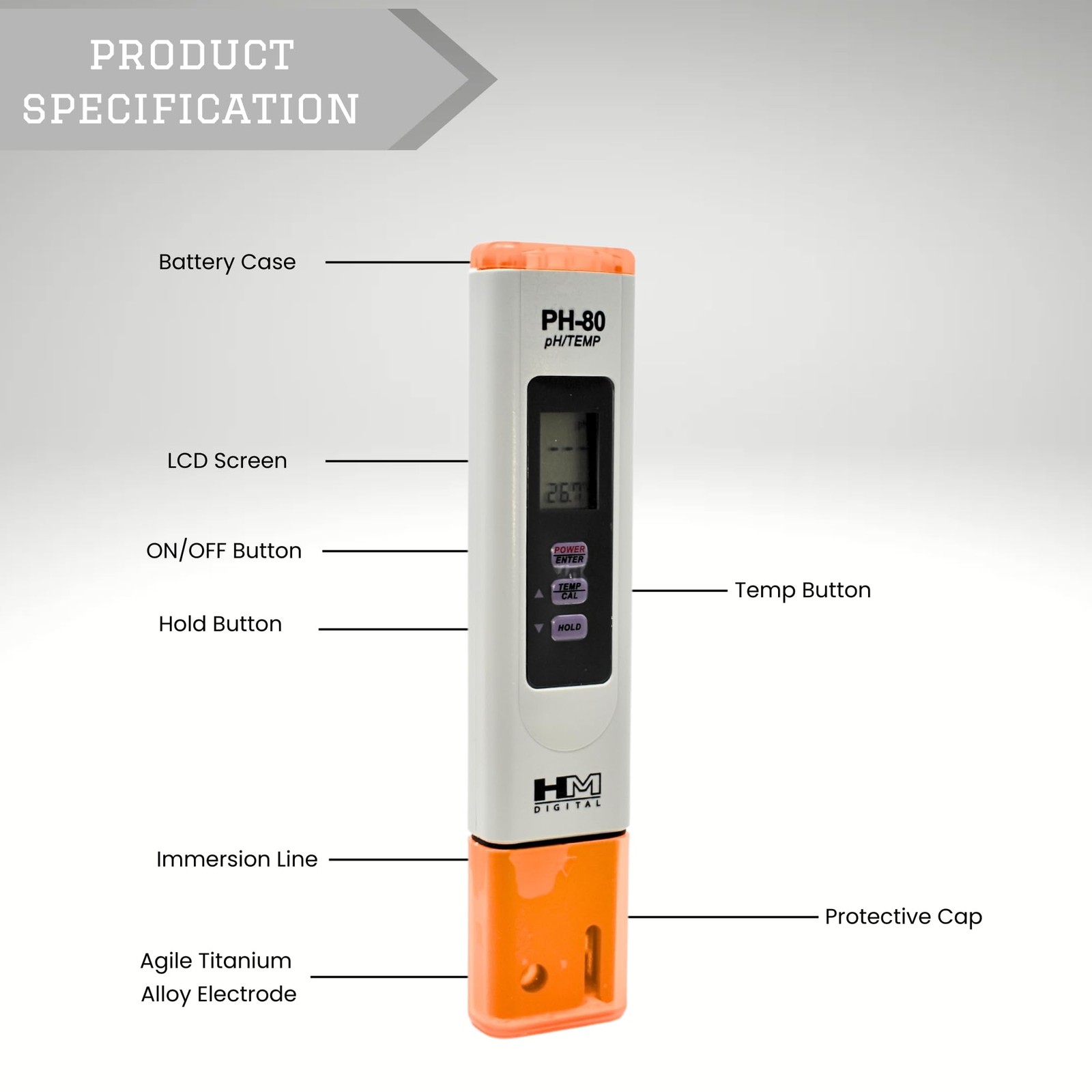 HMDPHM80 0-14 pH Range, 1 Resolution, +/- 2% Readout Accuracy, Purple