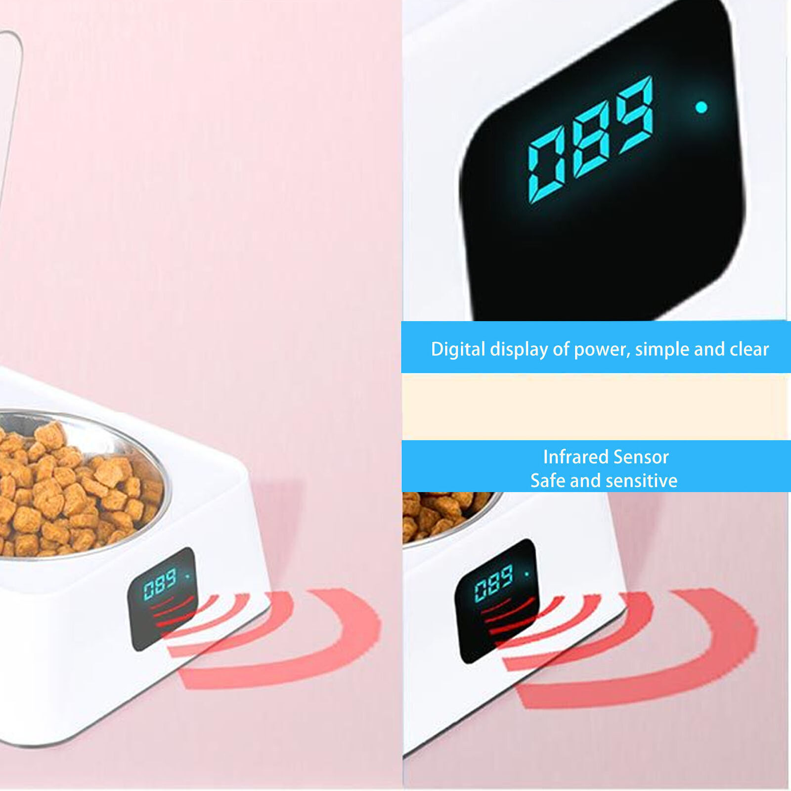 Pet Smart Feeder Induction Lid Opening Rechargeable Dog Cat Feeding Bowl