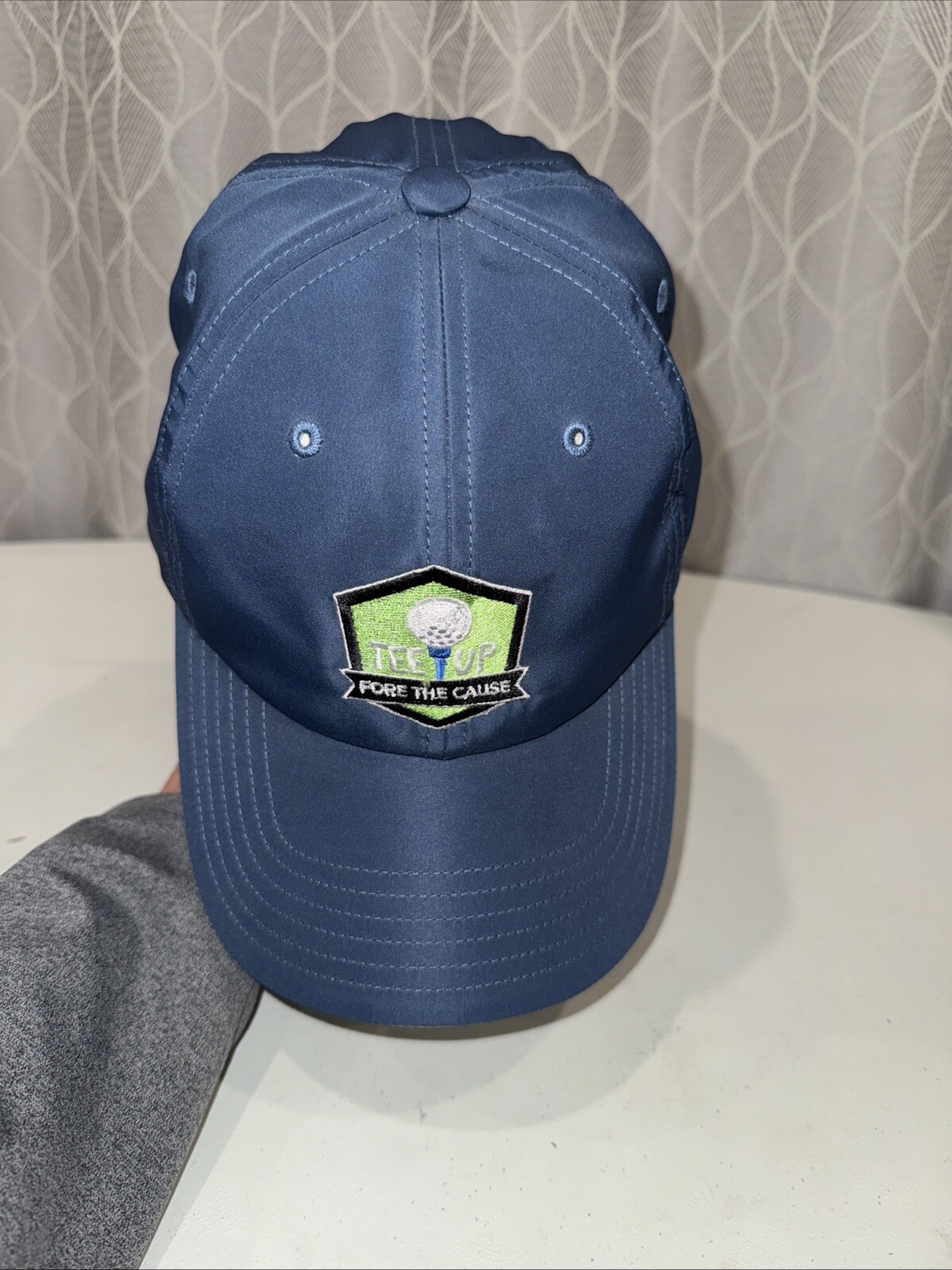 Adidas TEE UP Fore the Cause Patch on Teal Blue Hat Cap w Hook Loop EUC