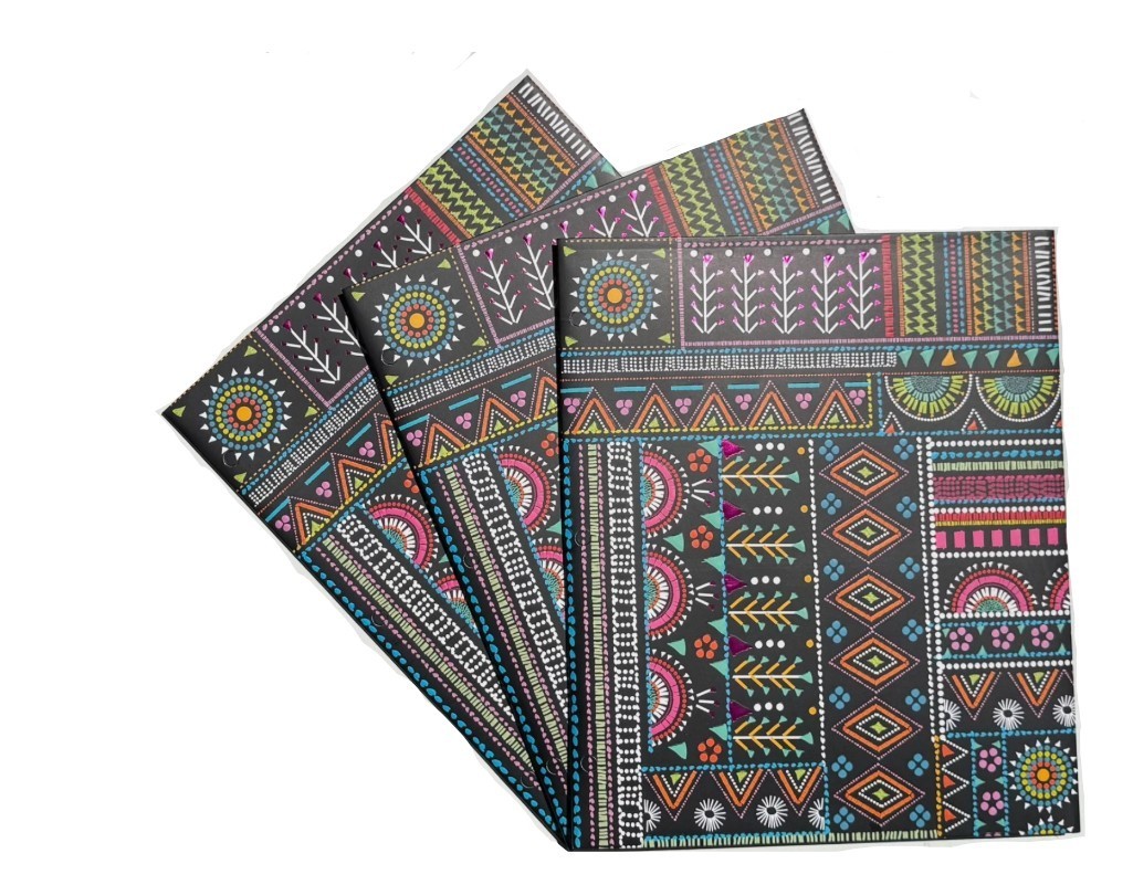 Staples 3-Pocket Premium Fashion Portfolio Paper Folders Multicultural Set of 3