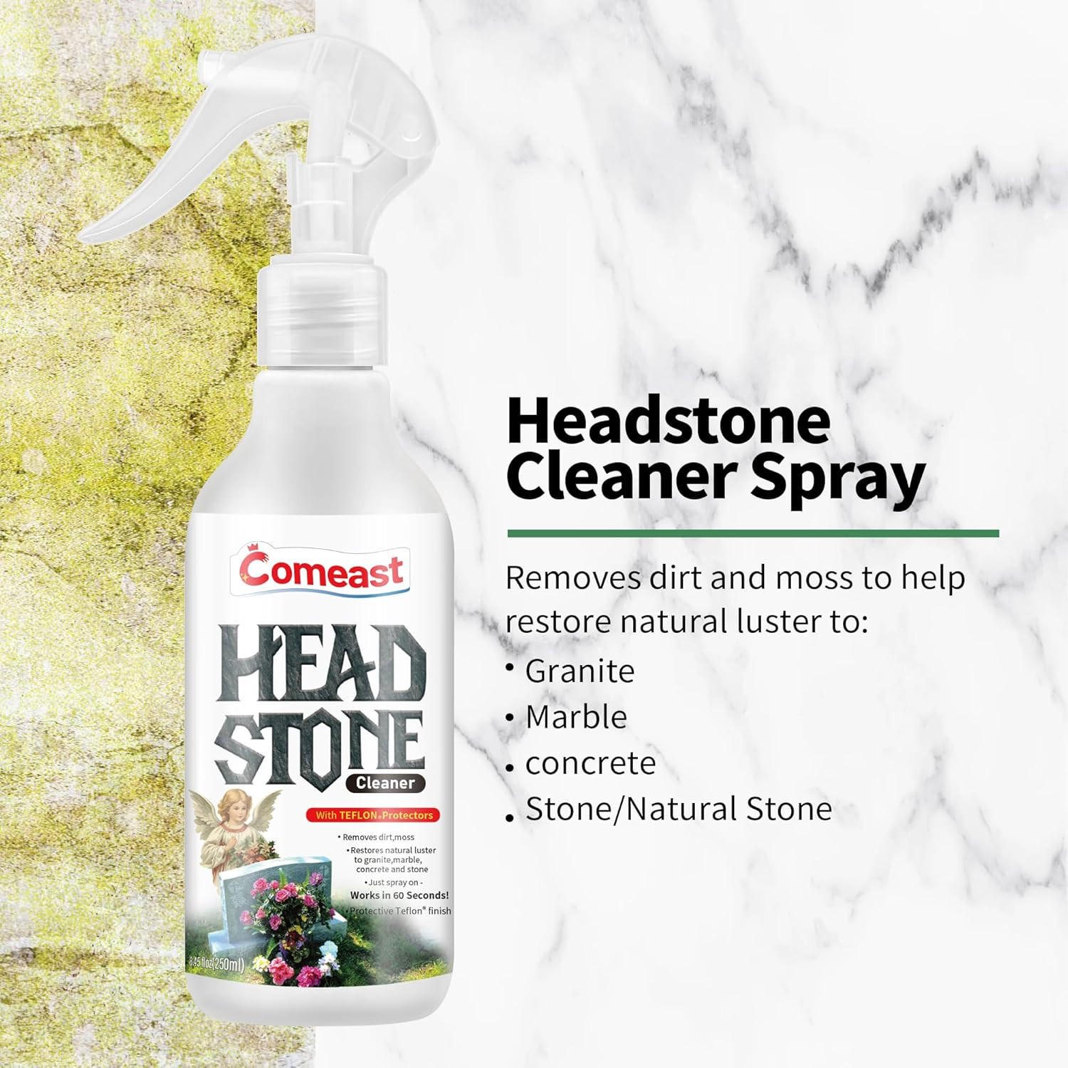 Headstone Cleaner for Graves, Cemetery, Gravestone, Tombstone Cleaner Solution R