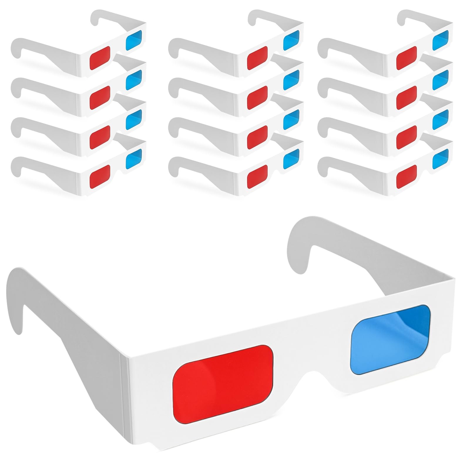3D Glasses Red and Cyan White Frame Universal Cardboard Paper for Movies