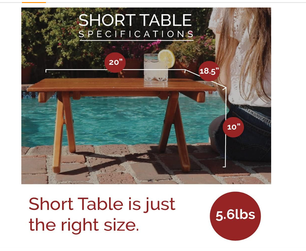 Simple Setup Basic Short Table All-Purpose Use Portability-Beach, Picnic, Camp