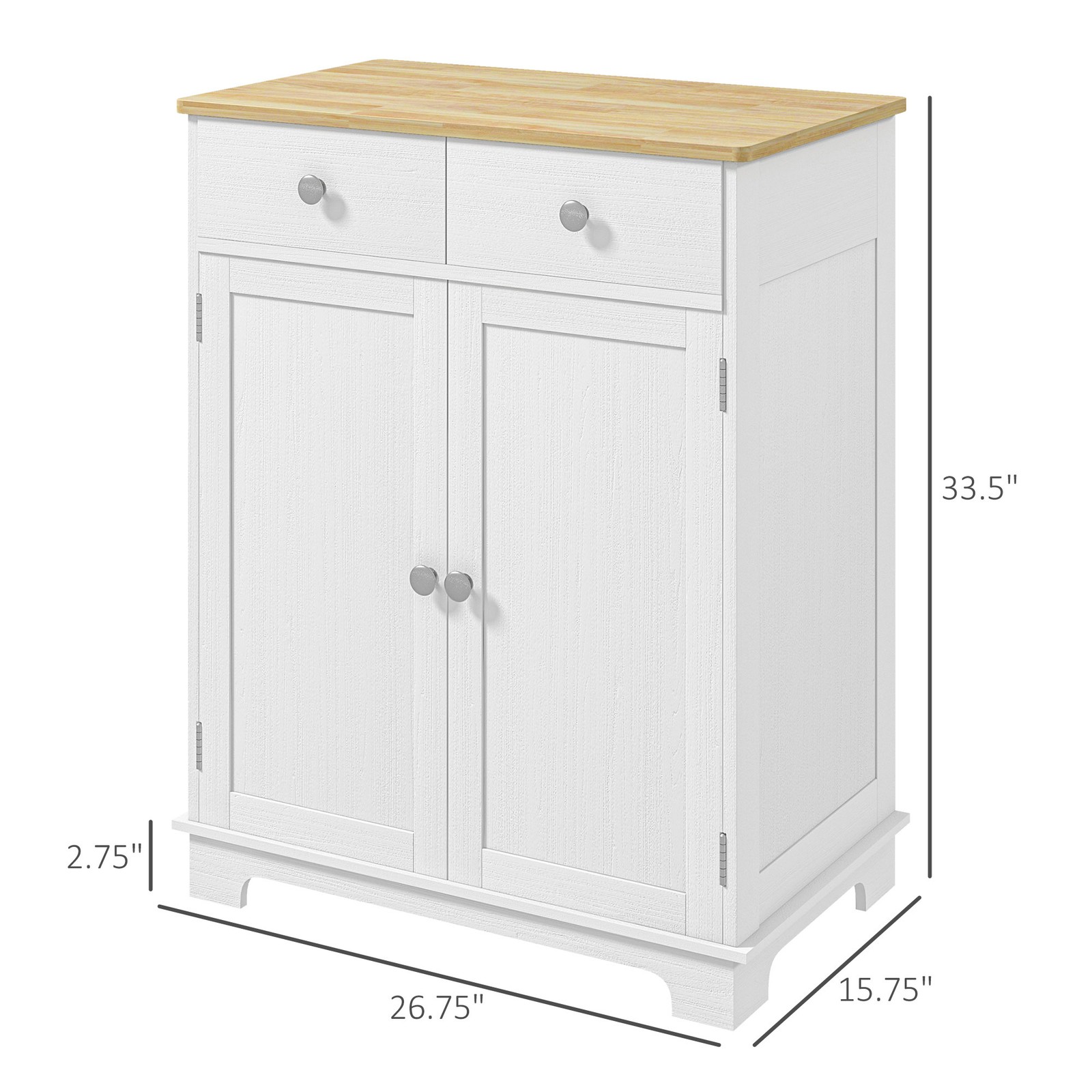 HOMCOM Sideboard with Solid Wood Countertop, Modern Kitchen Storage Cabinet, C
