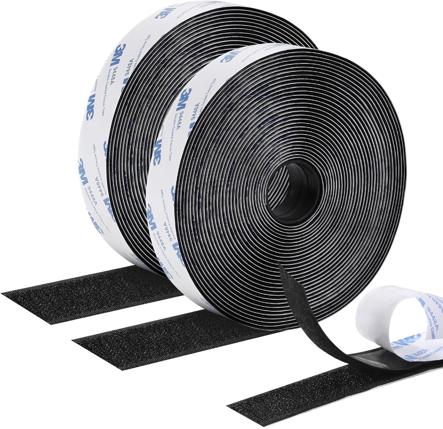 26Feet Hook and Loop Tape Sticky Back Fastener Roll, Nylon Self Adhesive Heav...