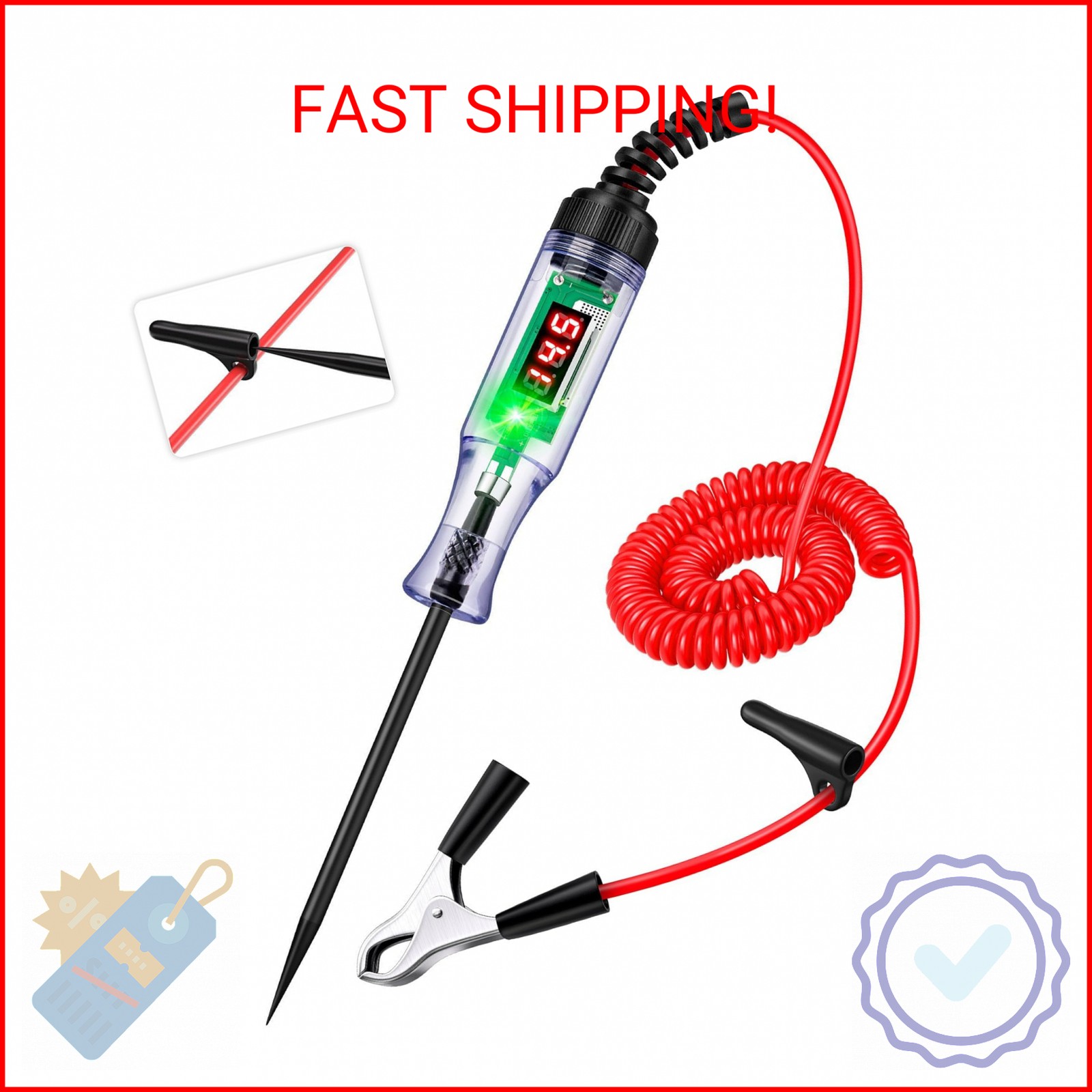FEAOXYO Heavy Duty Automotive Circuit Tester 5-90V Test Light, Digital LED Volta