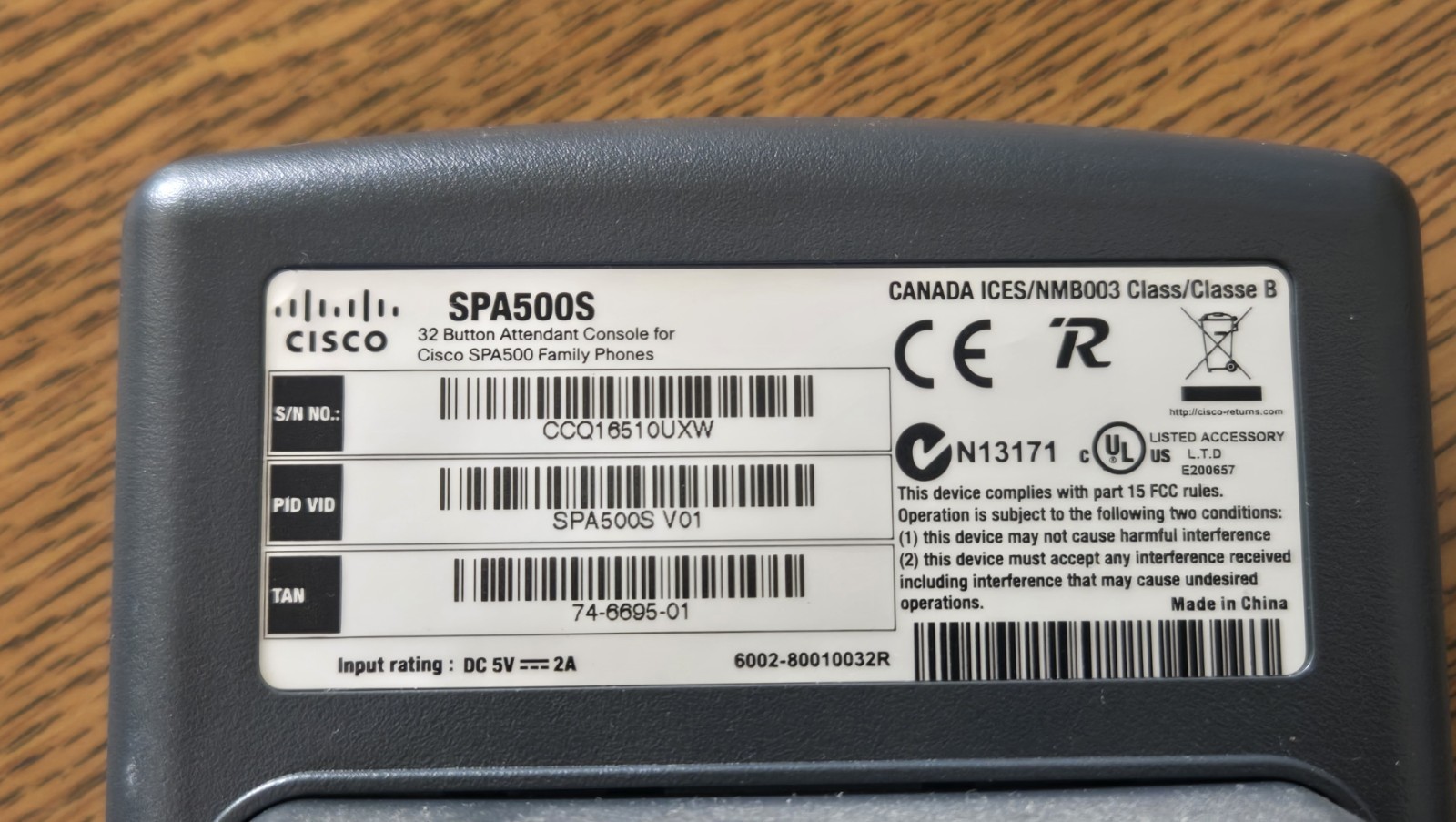 Cisco SPA500S SideCar Expansion Module Attendant Console 32 Buttons, Untested