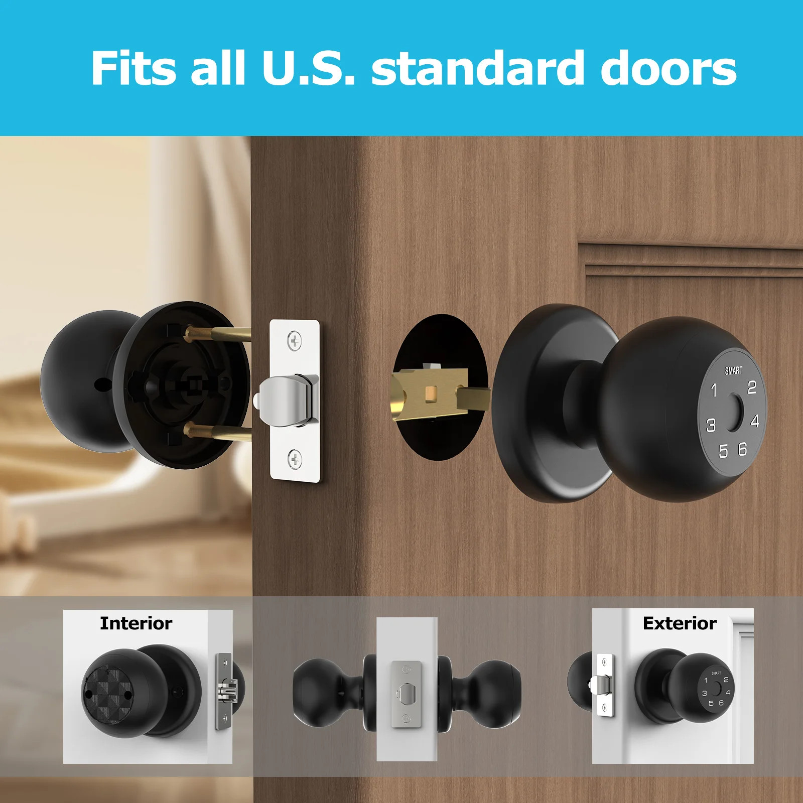 Ball-Shaped Smart Lock Fingerprint App-Controlled Passcode ElectronicTouchscreen