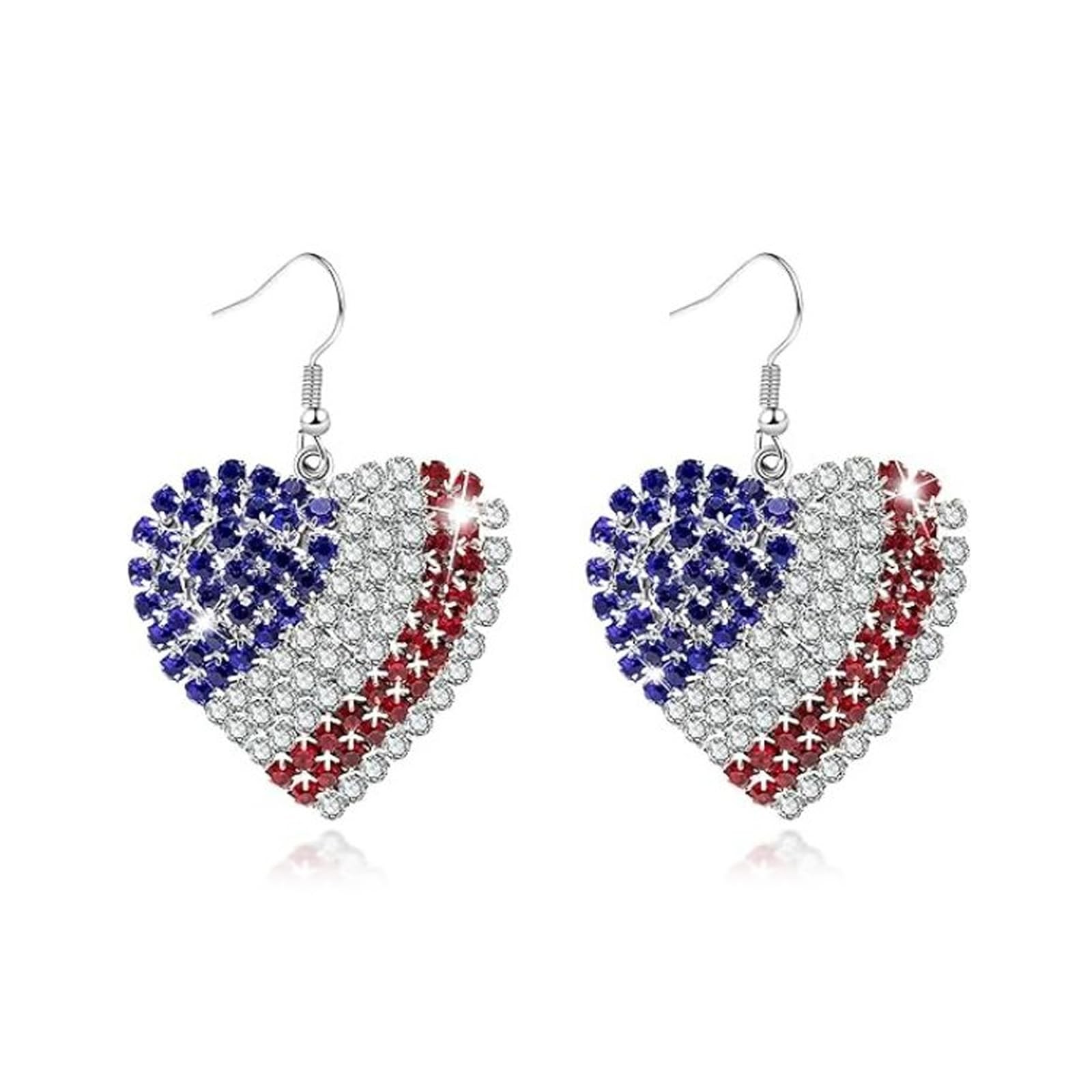 4th of July Earrings for Women Independence Day Medium, A2:Heart
