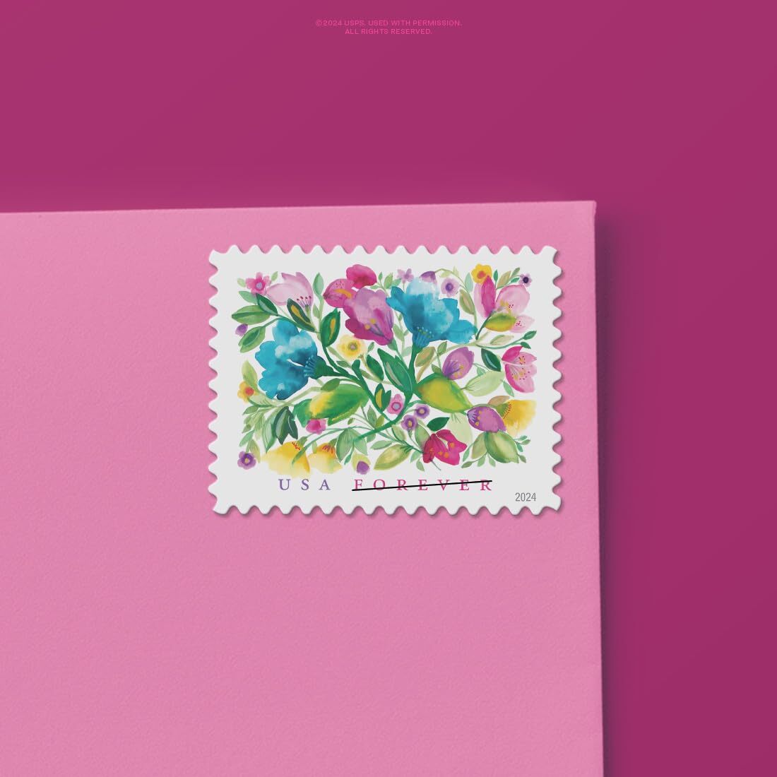 Celebration Blooms Forever Stamp Floral Design Wedding Invitation Mail 80 Cha...