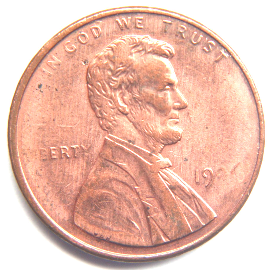 1996 Lincoln Memorial Cent Struck through thru grease   RED