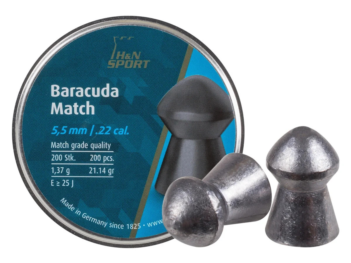 (NEW) H&N Baracuda Match .22 Cal, 21.14 Grains, Round Nose, 200ct