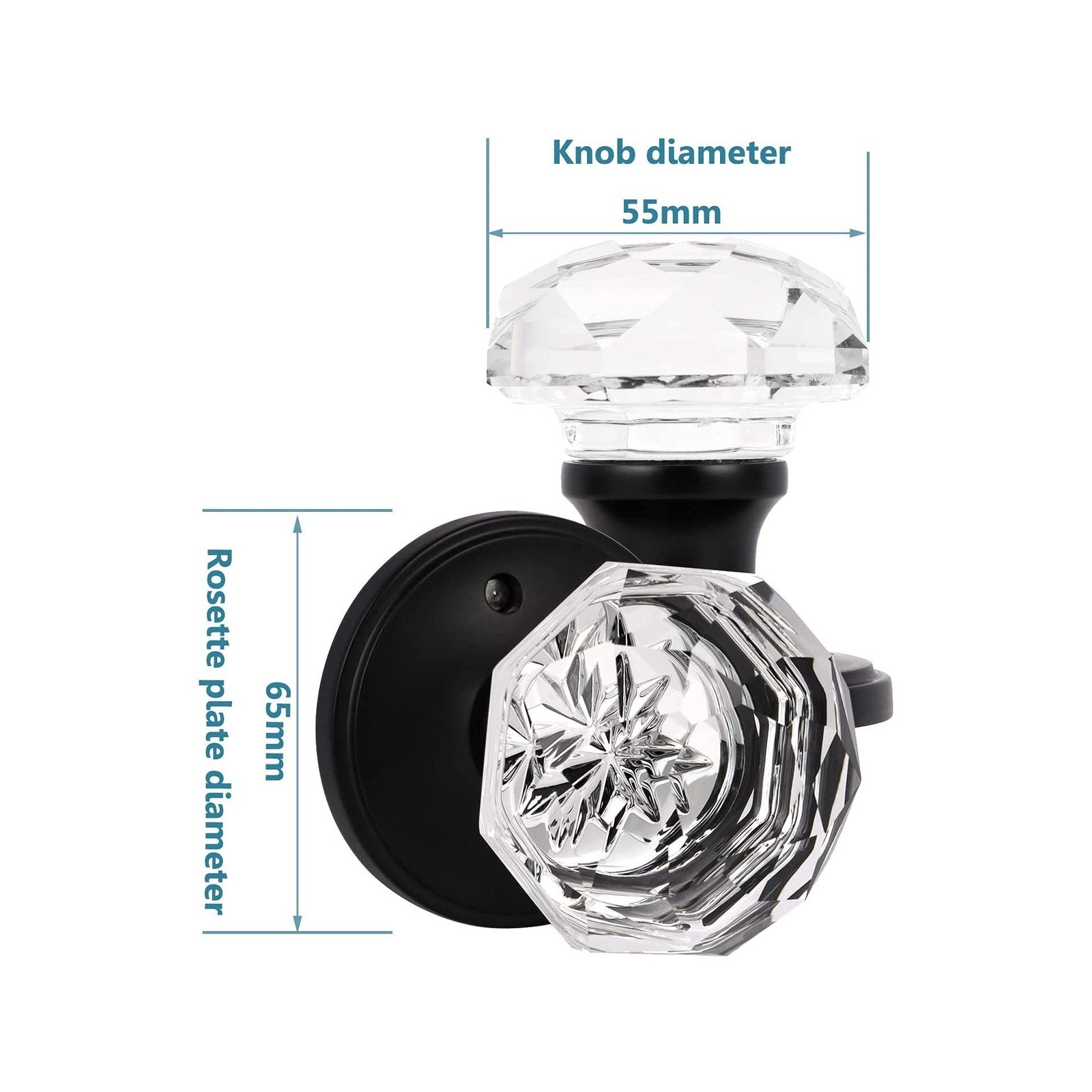 Gobrico Glass Door Knobs in Black 5 Pack Octagonal Diamond Privacy Doorknobs ...